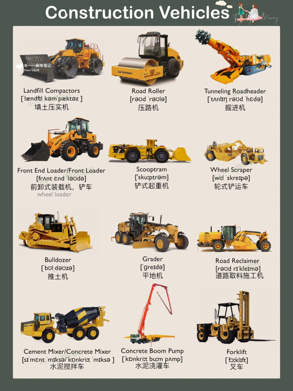 常见工程车市政车救援车等中英汇总|day39 95亲子英语98鸡娃自鸡