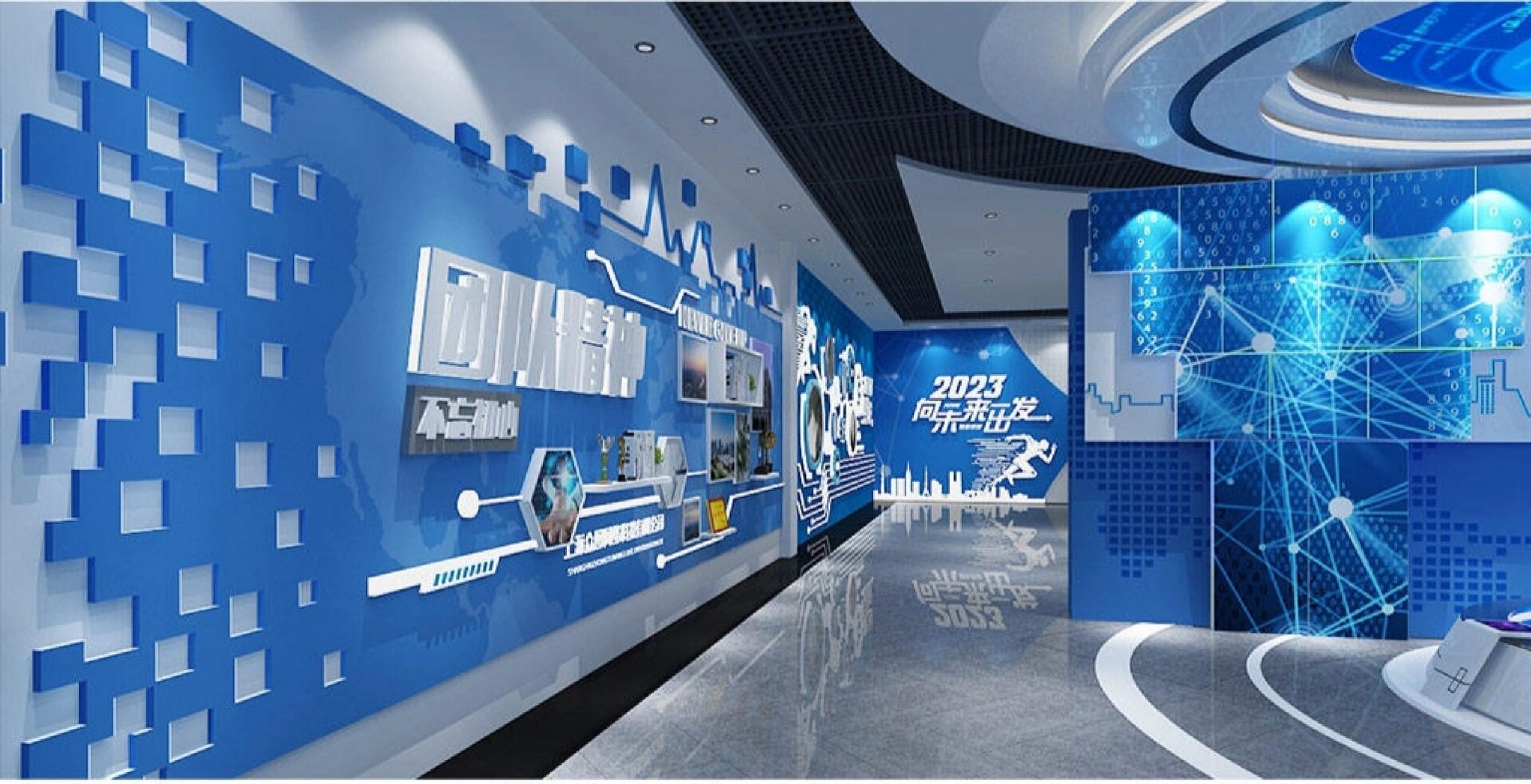 科技感企业展厅展馆设计|企业文化墙设计 92ai科技感企业展厅展展馆