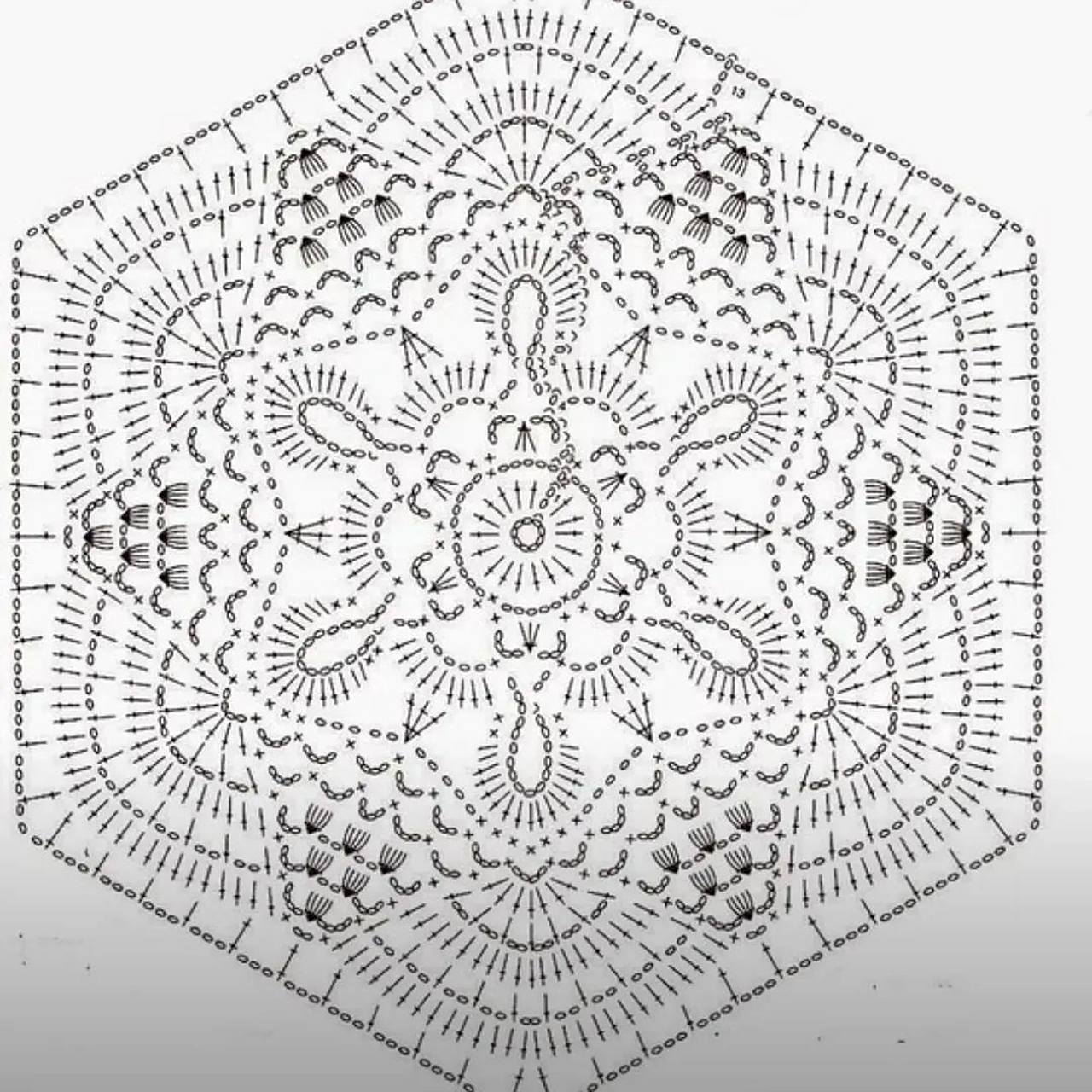 【图解】钩针手工编织 蕾丝餐巾桌布花片图案 #编织# #手工编织