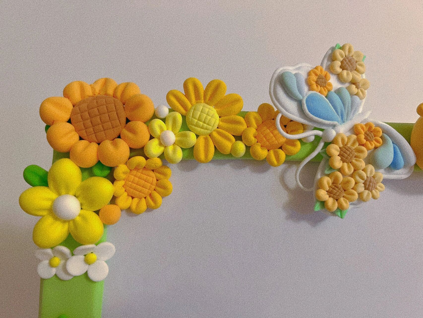 超轻粘土向日葵门挂门牌号,相框,幼儿园班牌 一个框可以百变 小清新谁