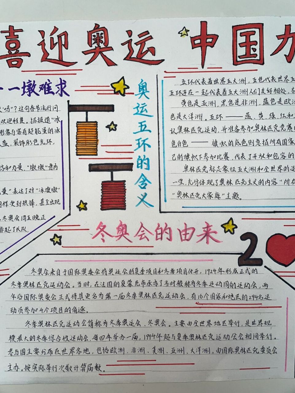 抗疫情迎冬奥手抄报图片