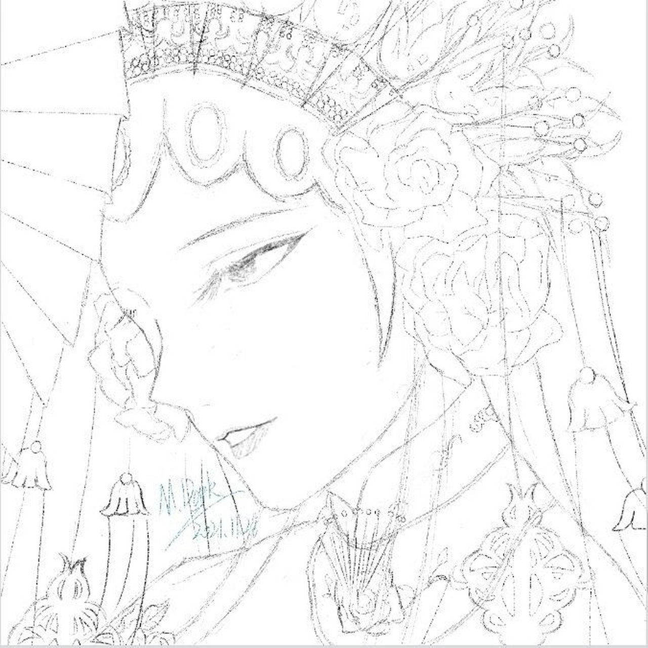 京剧绘画【过程】 太急简单的画一下,那些细节你们可以看原图画 这是