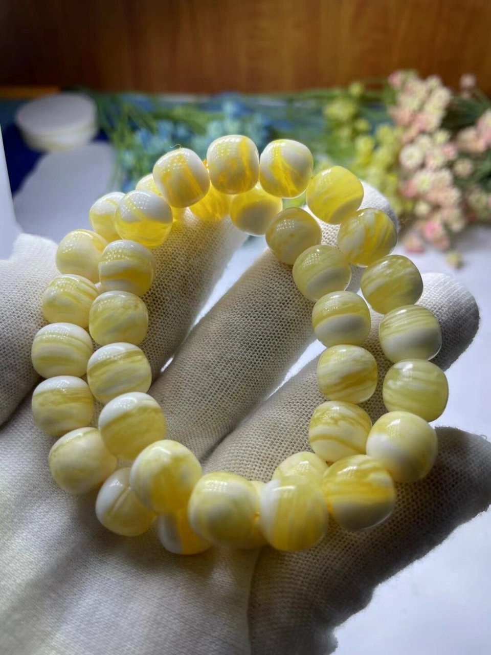 玉化贝壳车车手串手链 蜜蜡款手串,精挑的品质 比真正的蜜蜡有质感,有