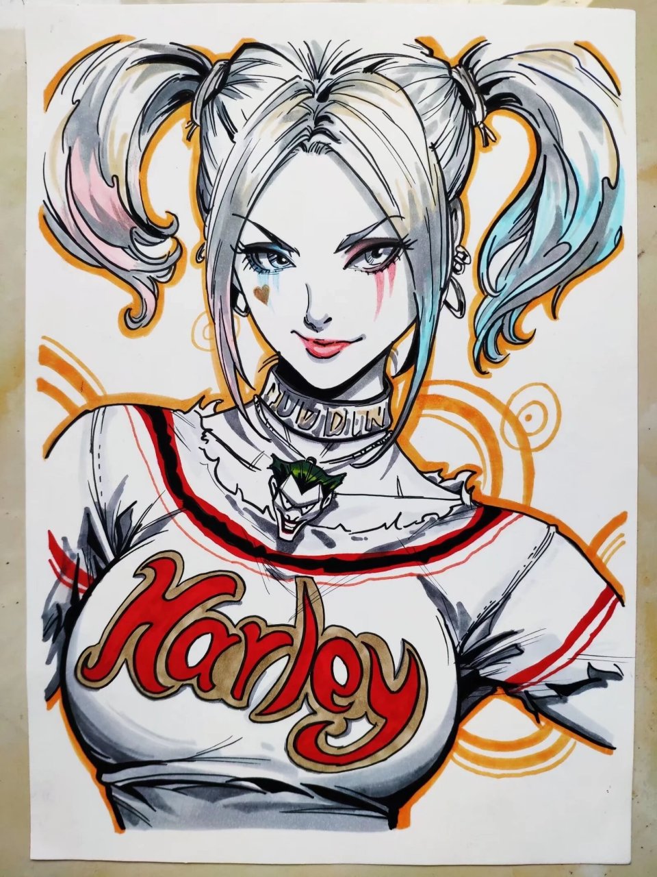 小丑女过程图 马克笔插画