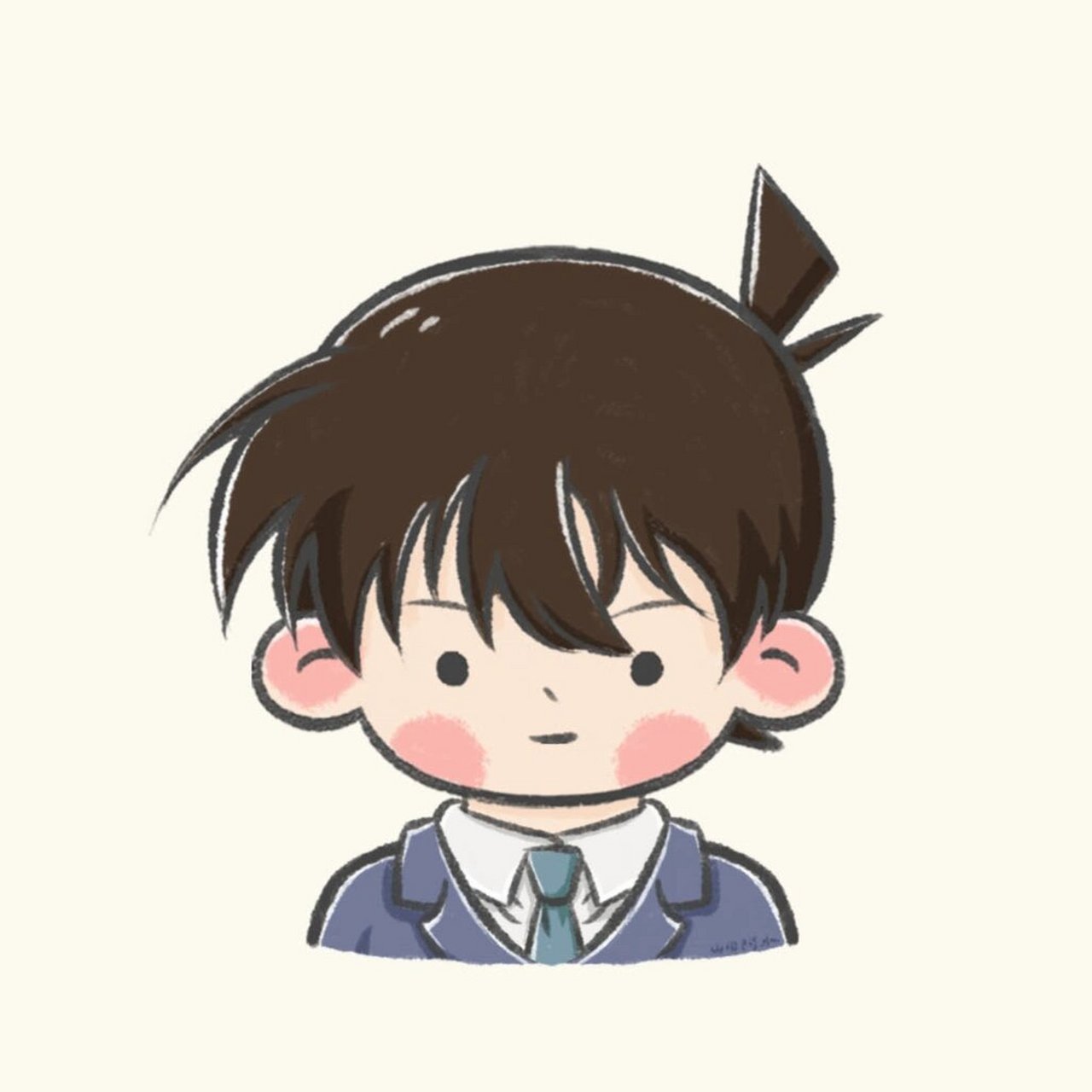 【名侦探柯南|q版情侣头像|新一&小兰】 插播一组情头,新兰