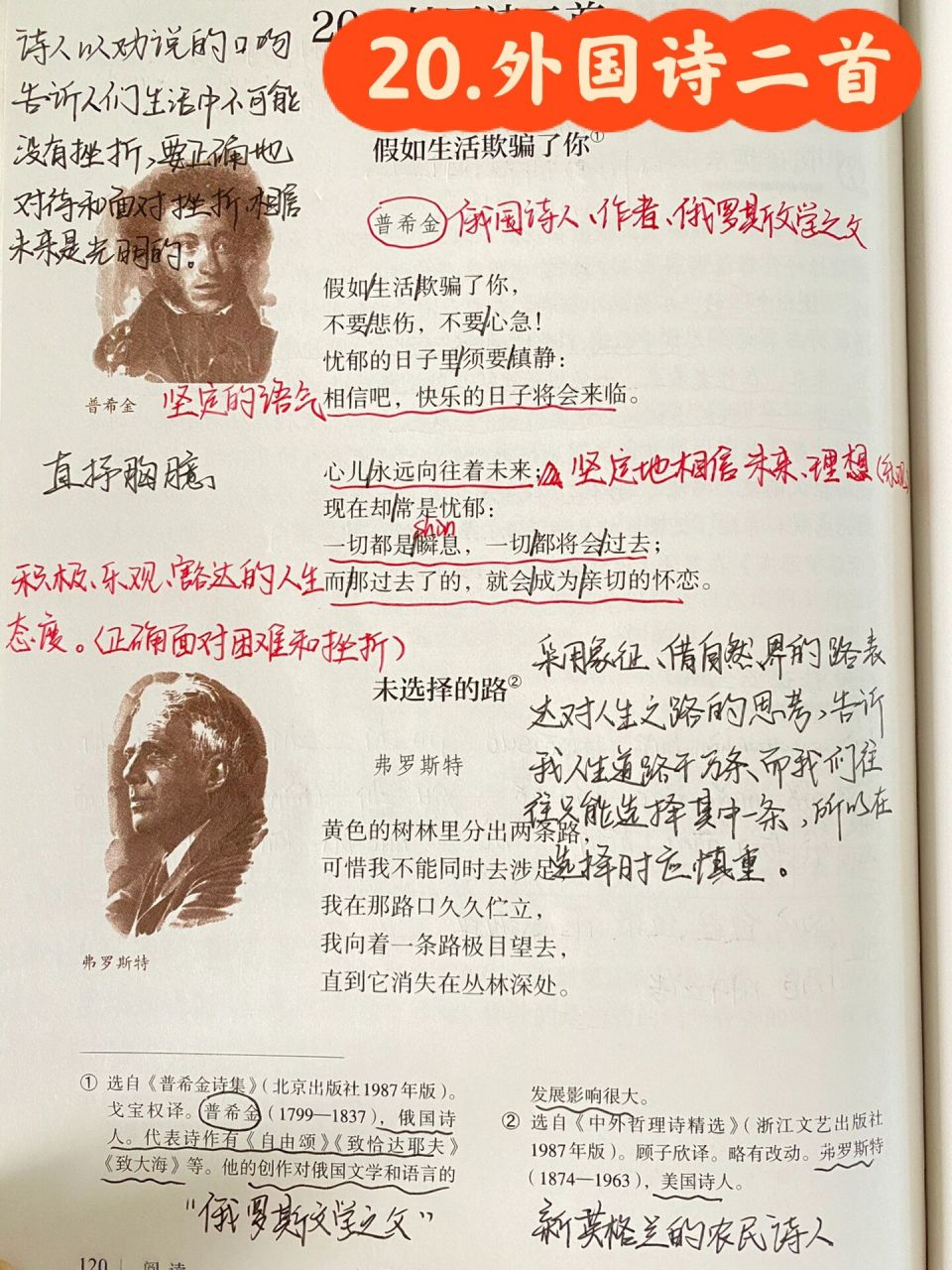 笔记|七下语文《外国诗二首》备课/预习笔记 《假如生活欺骗了你》以