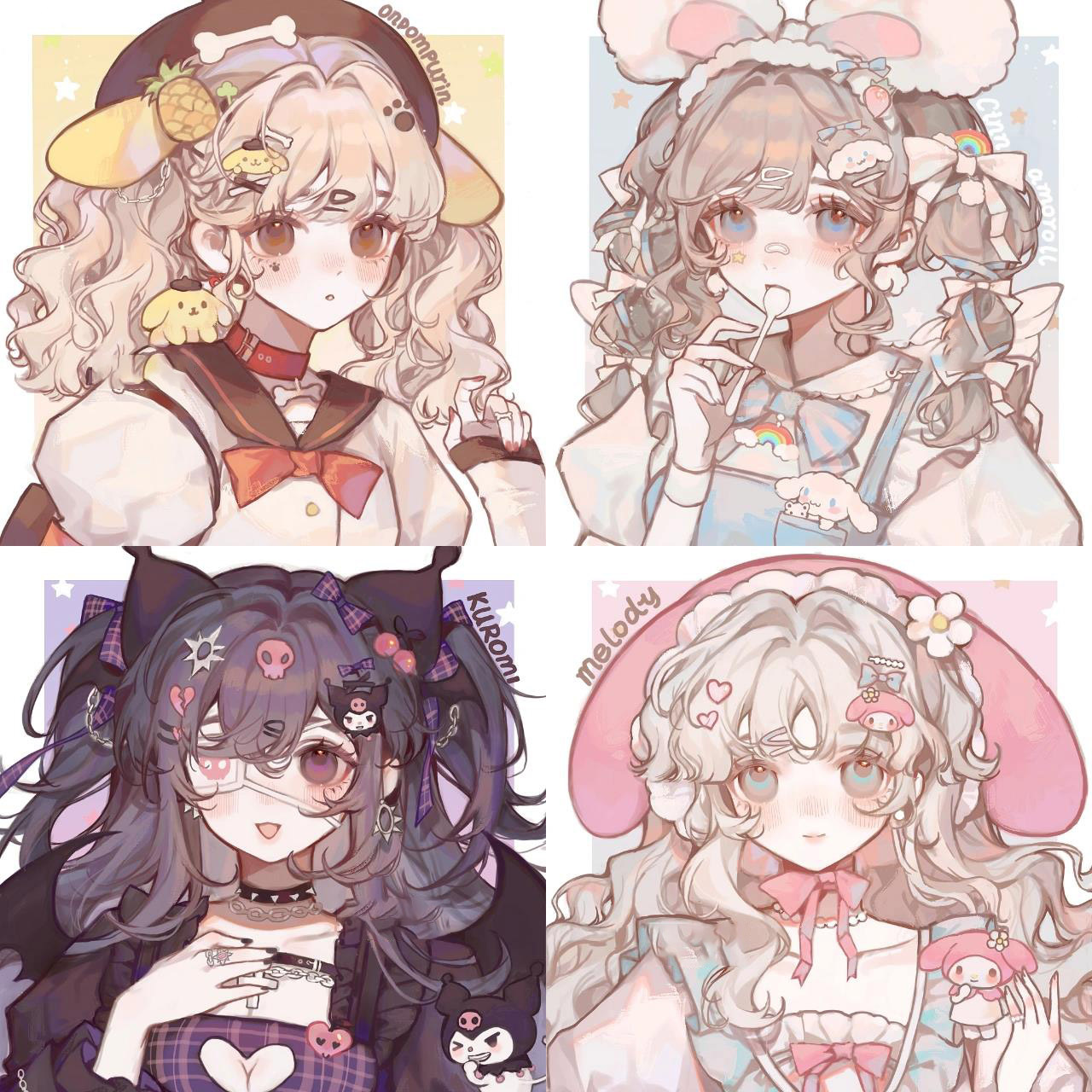 三丽鸥头像|玉桂狗&布丁狗&美乐蒂&库洛米 把之前一直都很想画的我流