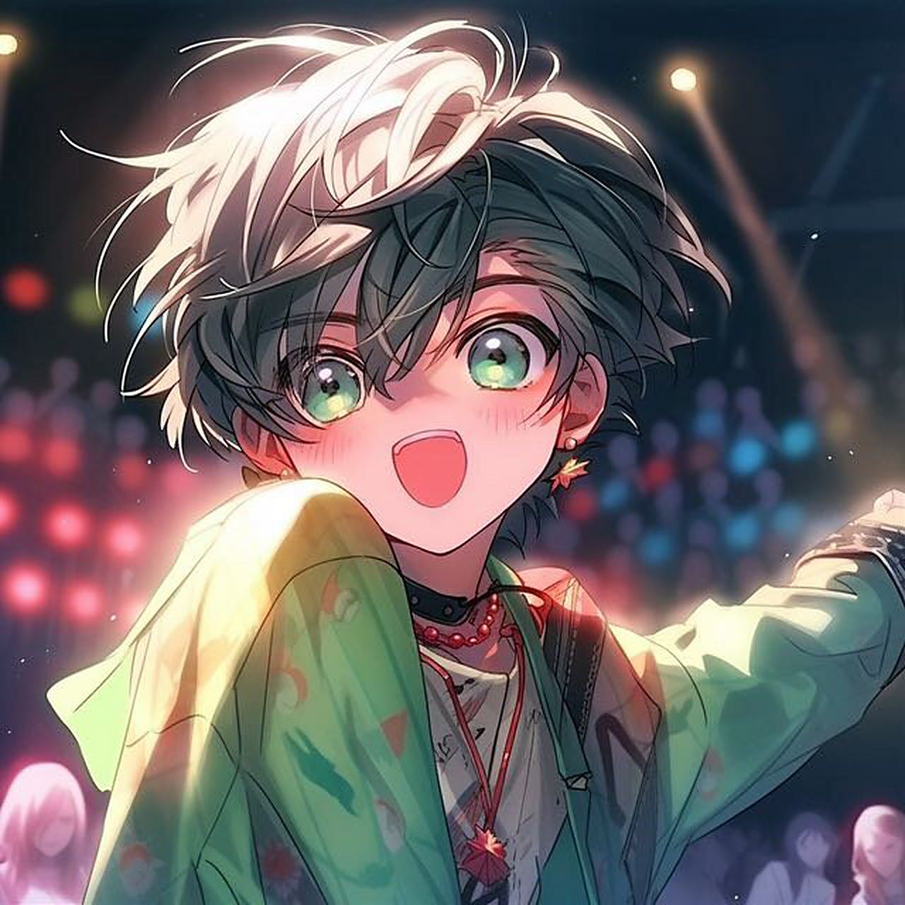 midjourney 绿发绿眼睛男孩 midjourney 绿发绿眼睛男孩头像 prompt