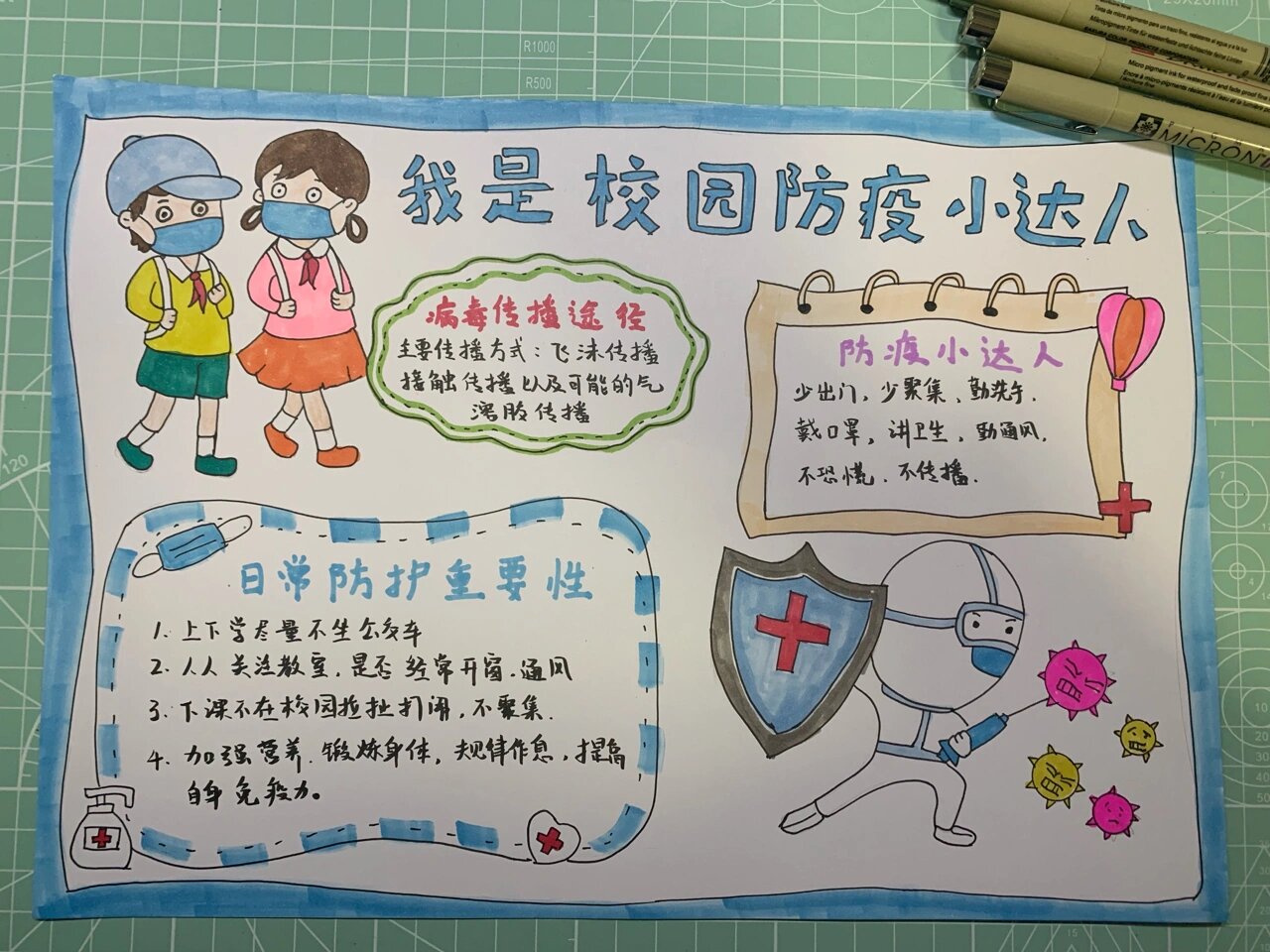 小学生防疫手抄报|防疫小达人(2 休假的我复工了 白天依然很忙碌 也