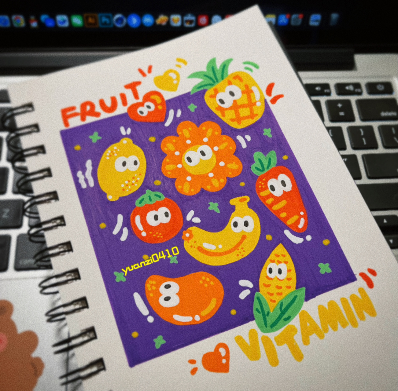 丙烯马克笔小画:水果们🍊🍋🥭 黄色和橙色水果多多补充维生素  