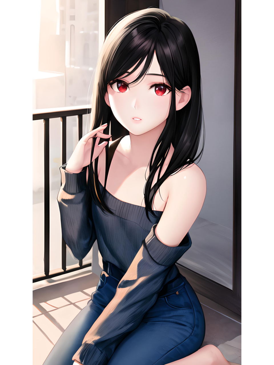 青春阳光优雅长发女孩,动漫二次元绘画人物