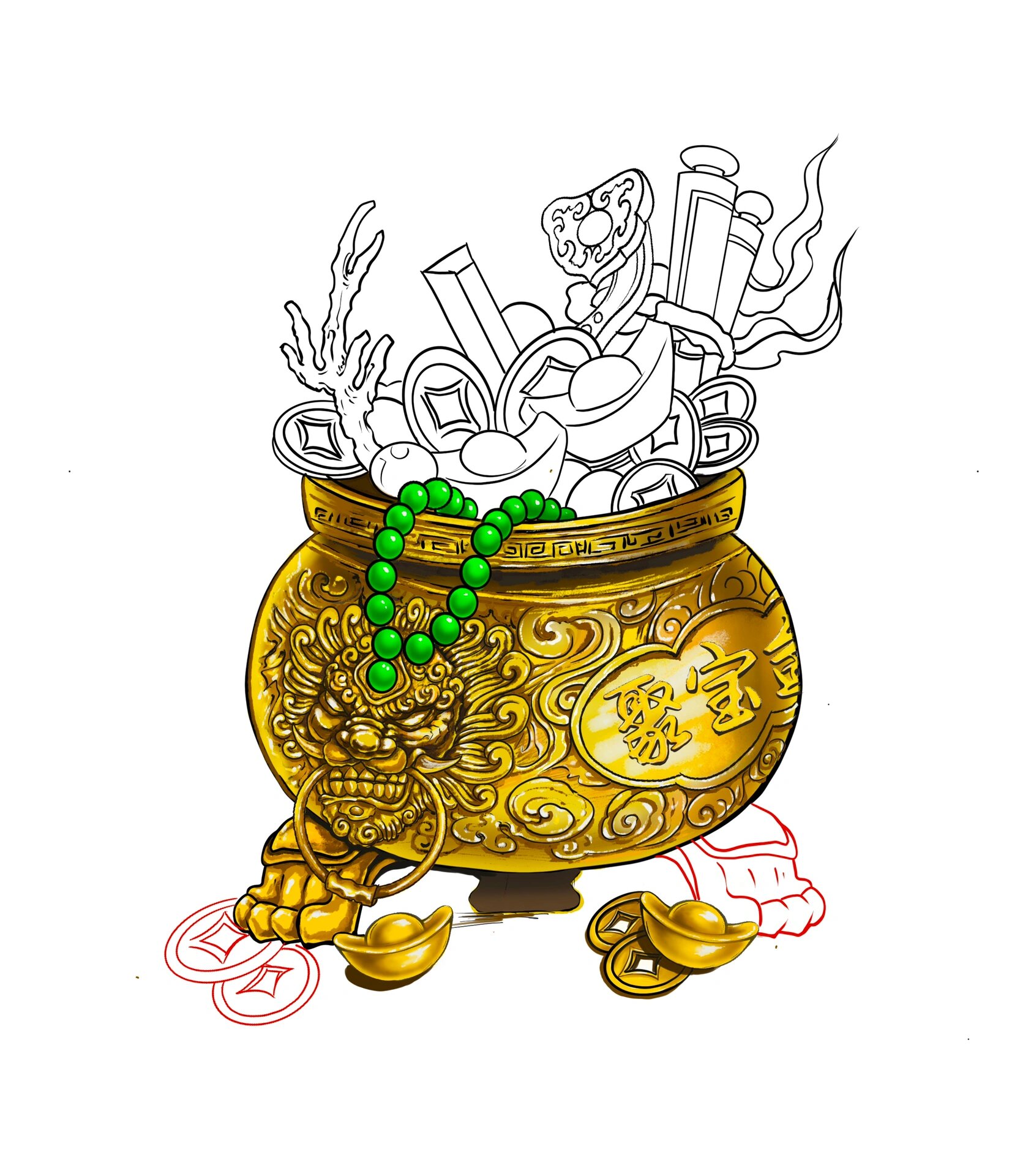 聚宝盆明天接着涂色/葫芦岛纹身