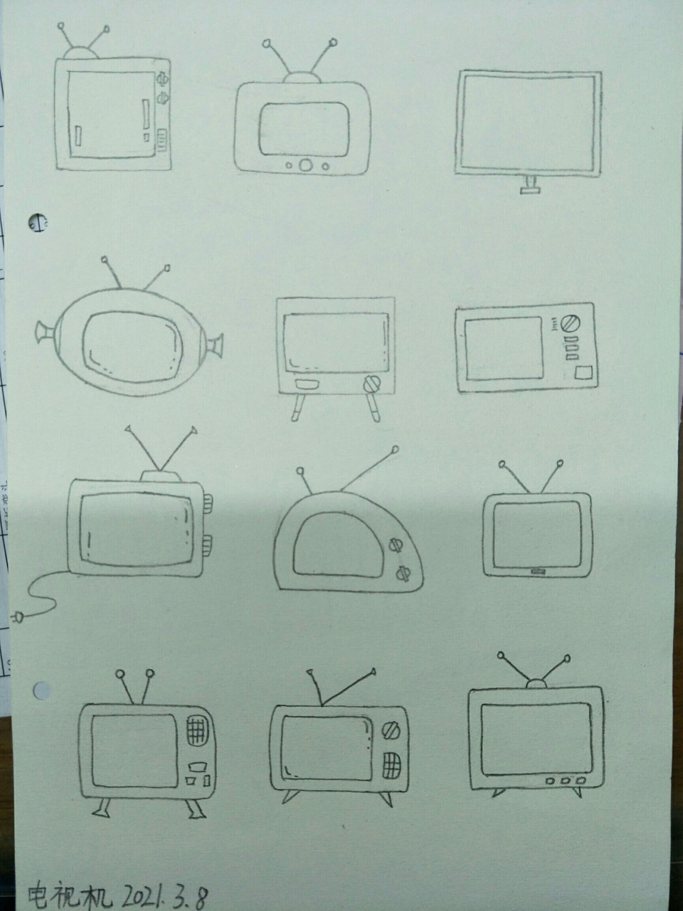 电视机的画法图片