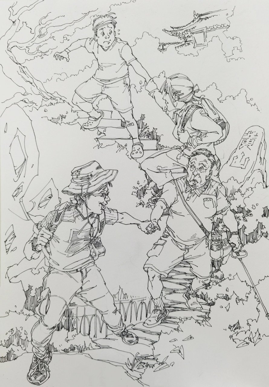 场景速写默写《春游》 以连环画作为构图参考时重点在提炼构图形式