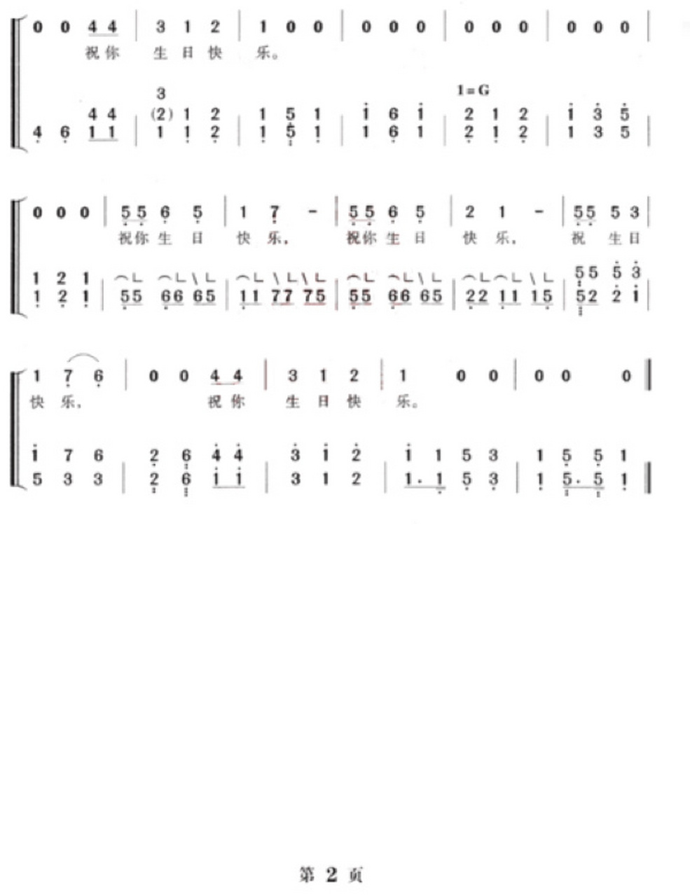 《生日快乐歌》曲谱来啦!