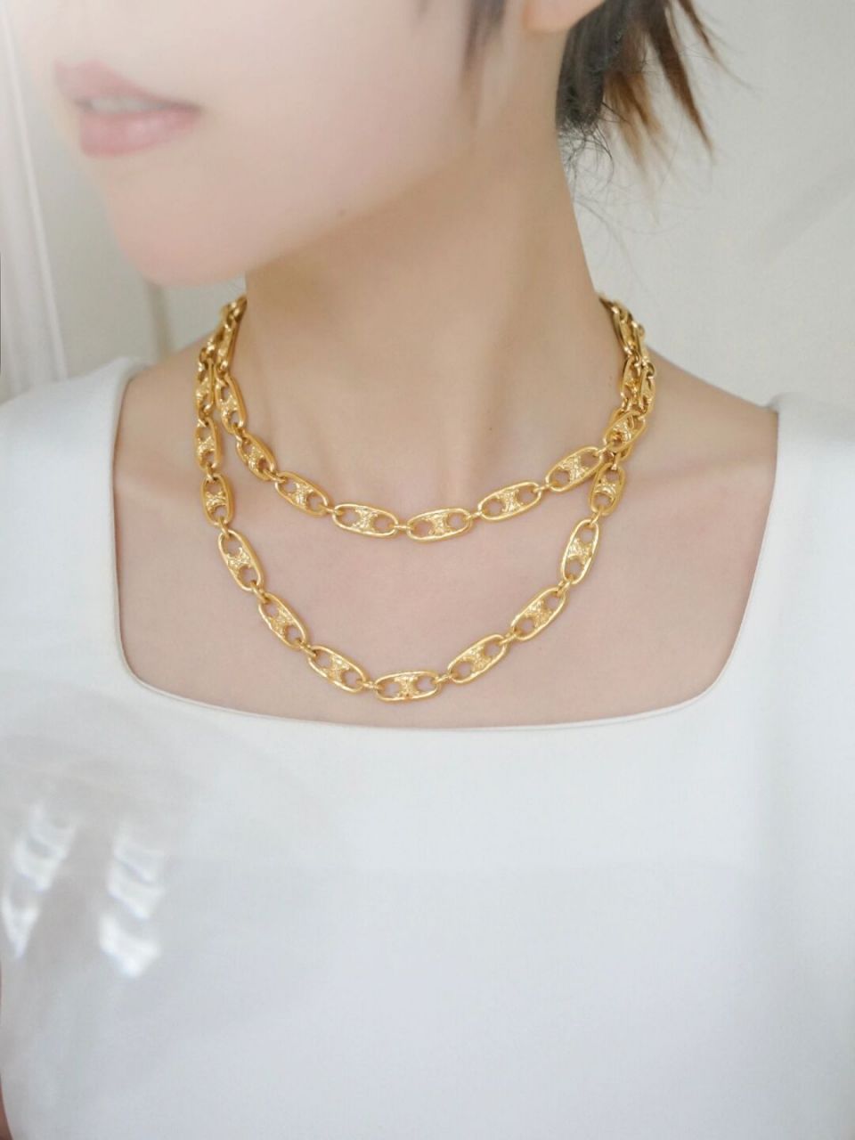 中古首饰|一链多戴 celine思琳凯旋门项链 96celine思琳凯旋门金色