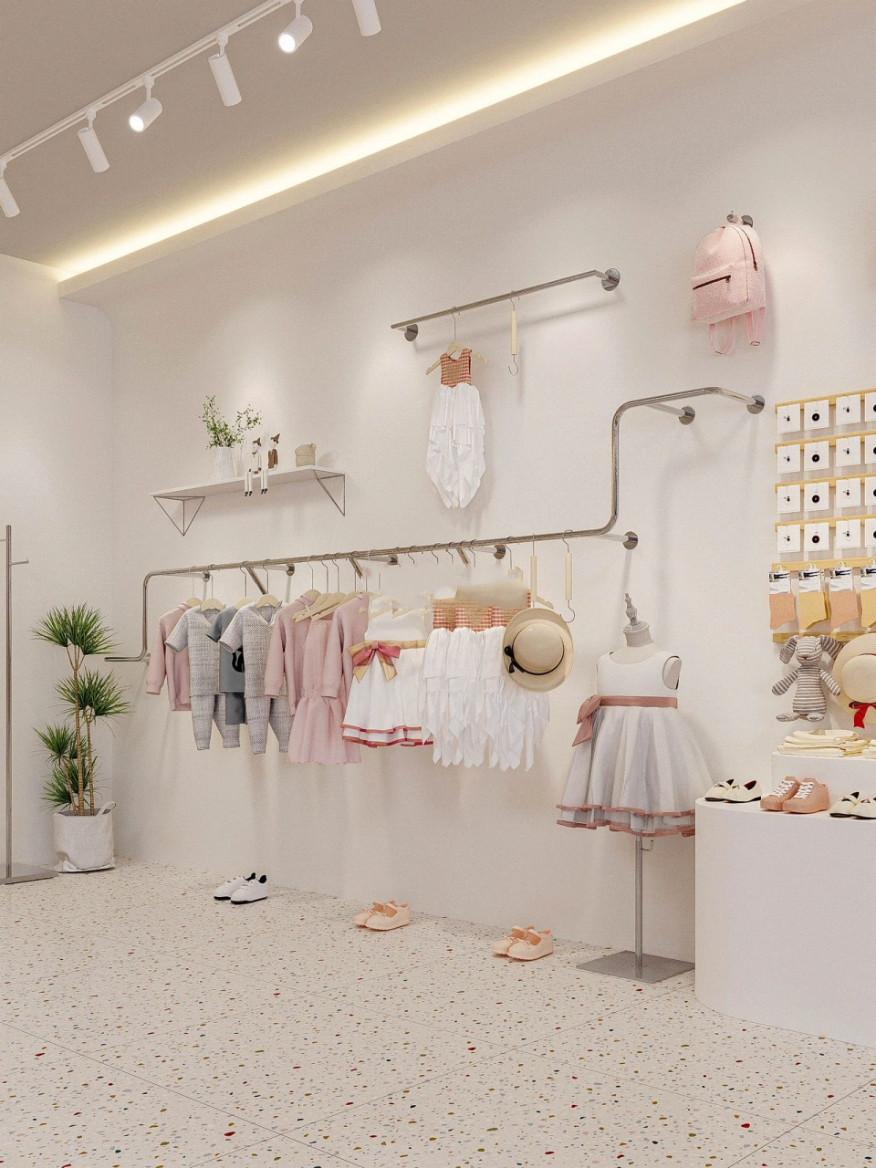 童装店装修设计|童话般色彩搭配9315好看 整个店铺色彩搭配是由