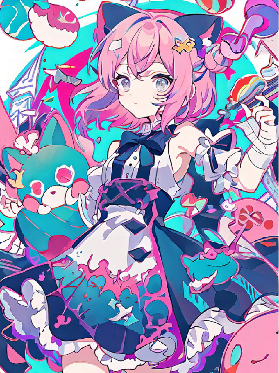 短发女孩漫画人物 猫女