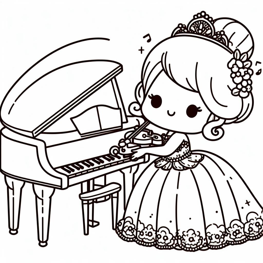弹钢琴的女孩简笔画图片
