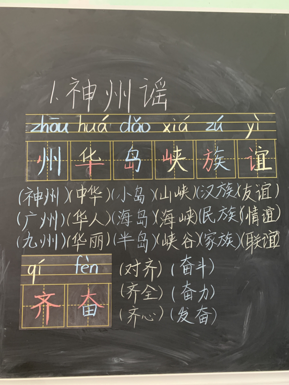 二年级下册语文识字1《神州谣》课堂笔记 #课堂笔记# #课堂# #笔记