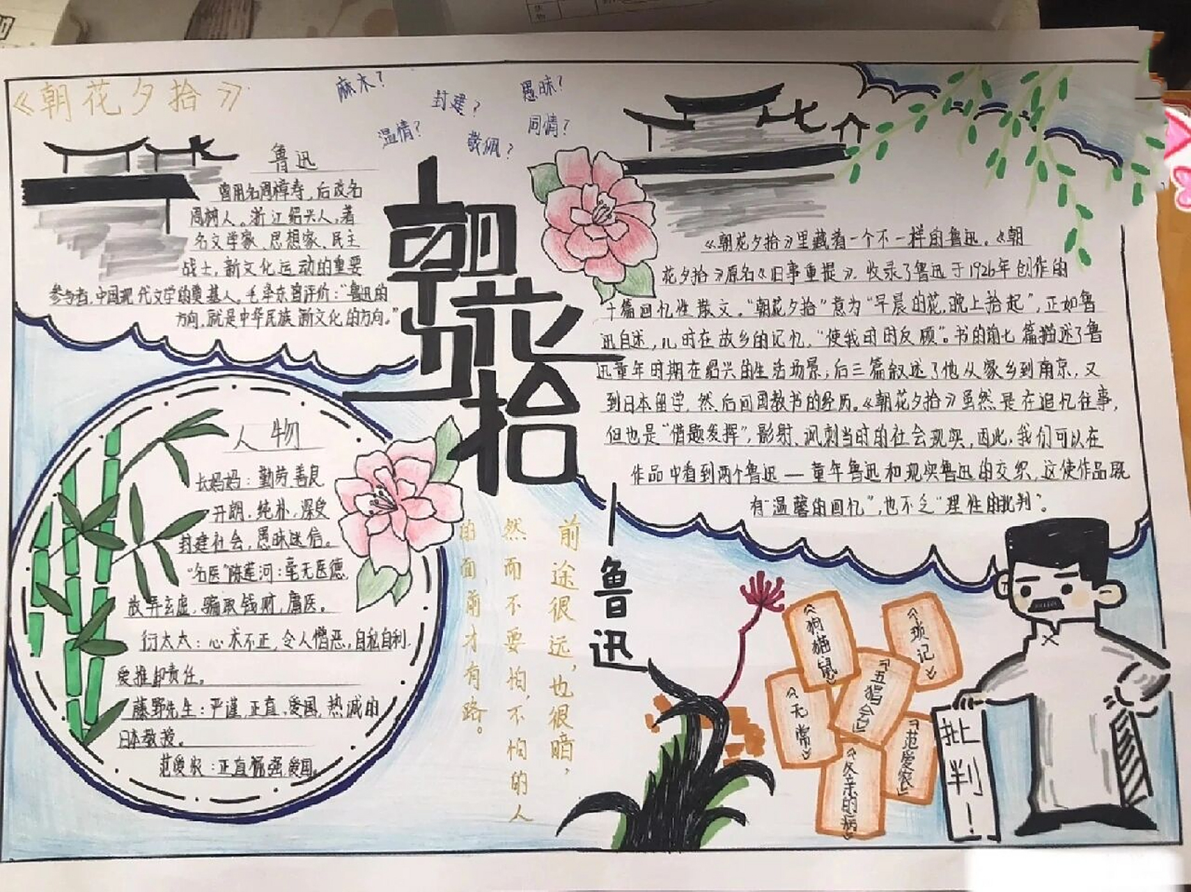 走进鲁迅手抄报 临摹的手抄报,第三张是原作者的.