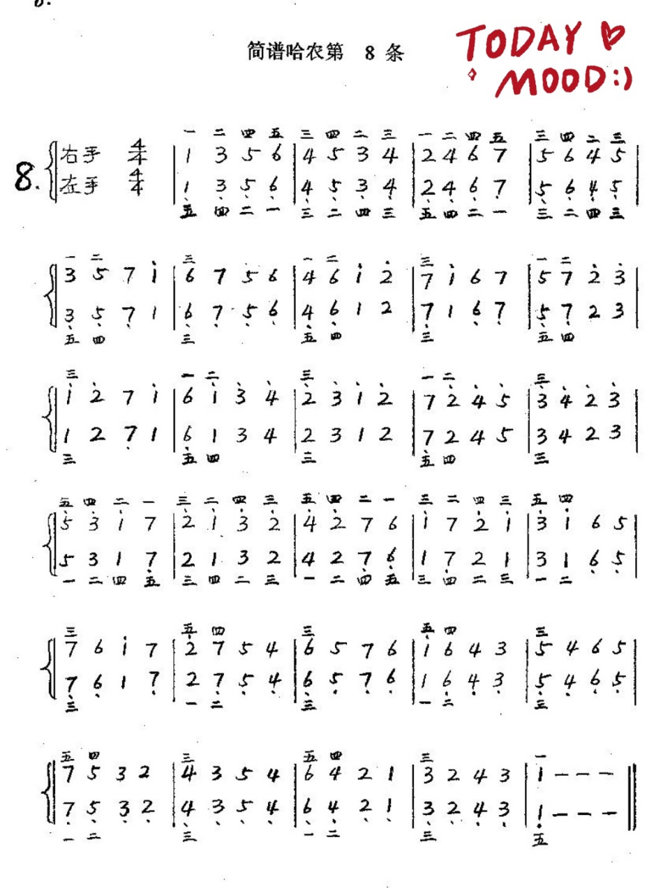 哈农简谱 嗨喽,好久不见97 今天给大家分享的是哈农的简谱版,相对于