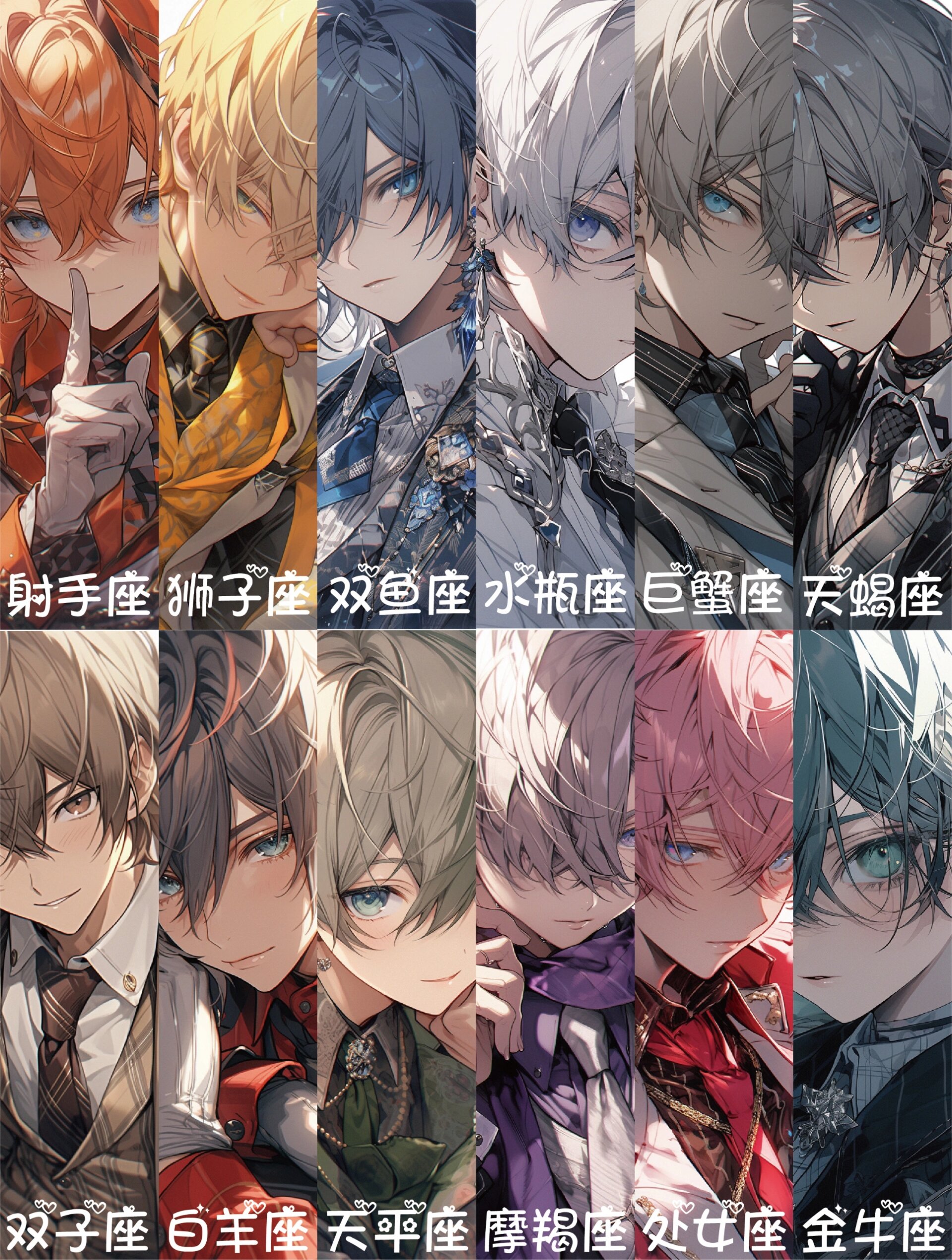 ai绘画之十二星座二次元男头