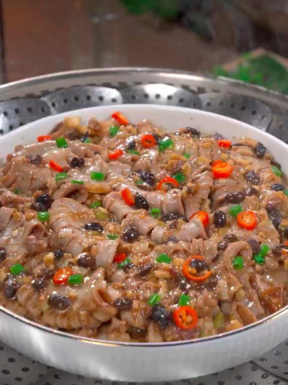 广东家常菜豉汁蒸粉肠,爽脆入味,好吃又下饭,做法简单一看就会