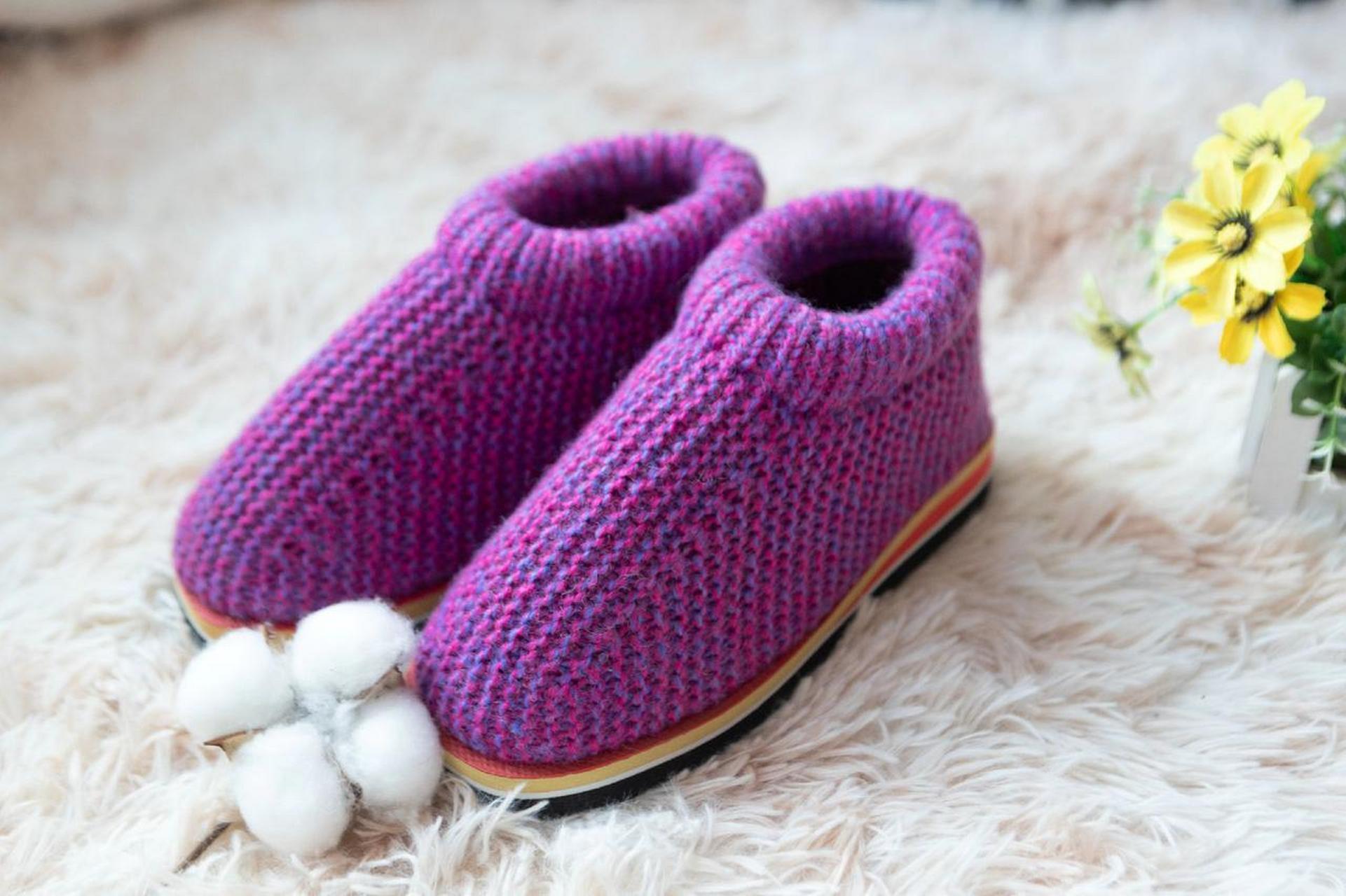 纯手工编织拖鞋 手作diy 毛衣编织教程 图文掘金计划