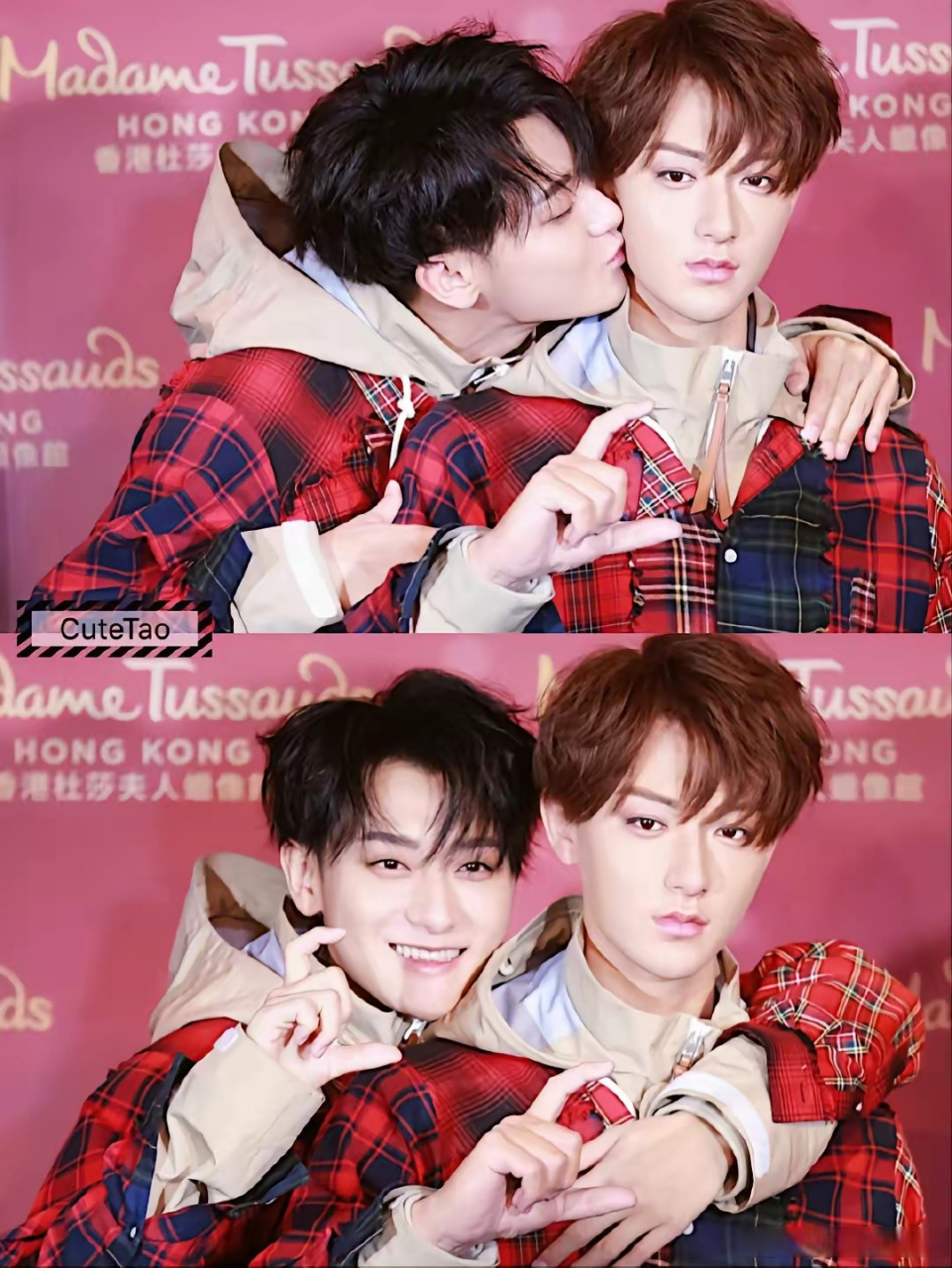 黄子韬和蜡像的合照,还是本人更帅点!