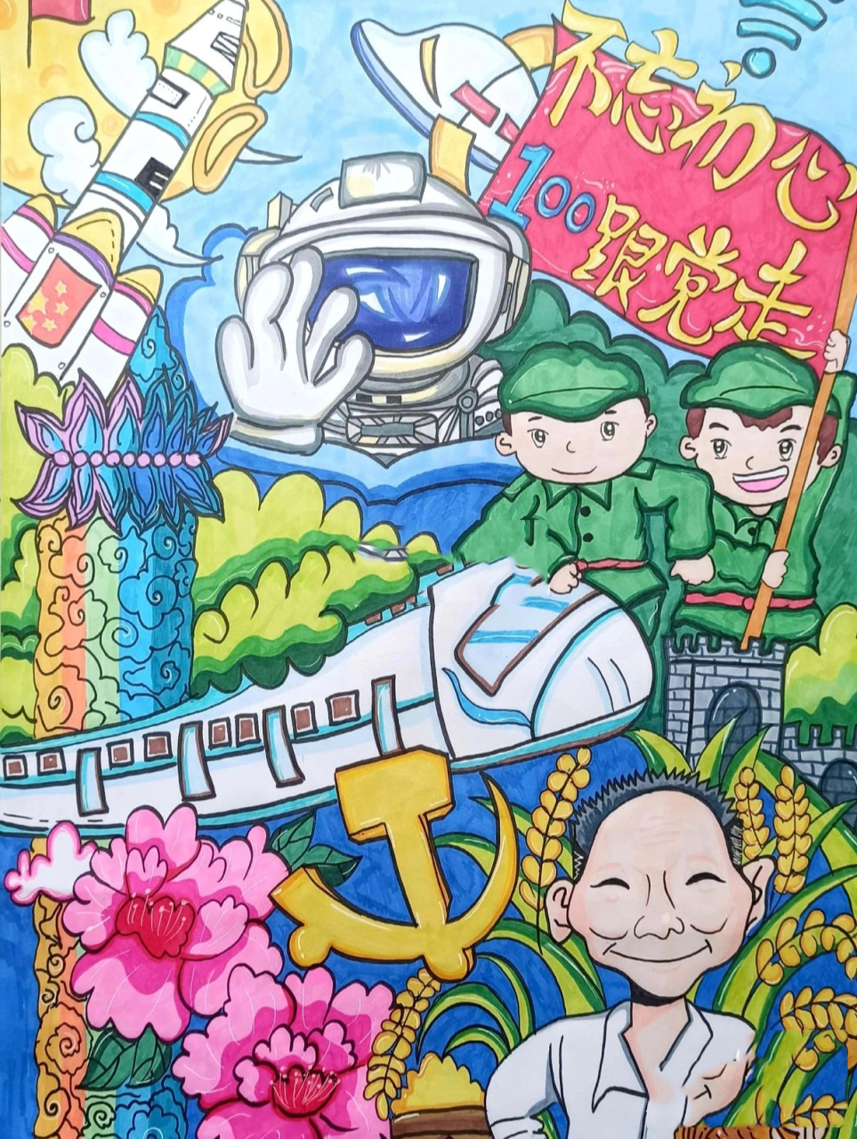 建党一百周年,红色文化主题绘画 学习党史绘画 红色文化主题绘画 建党