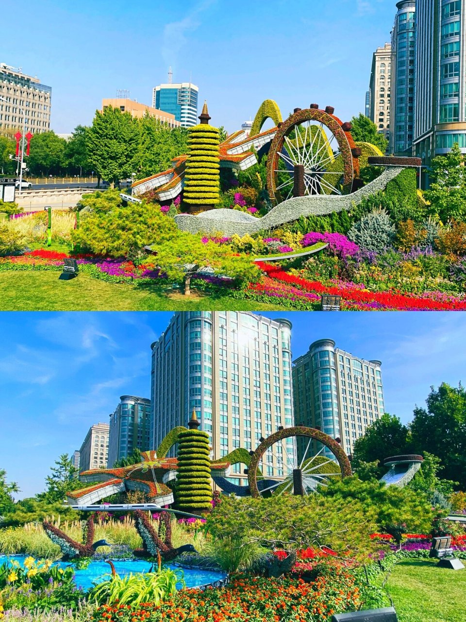 总要去趟天安门看看"祝福祖国"的巨型花篮吧 北京国庆花坛已经全部