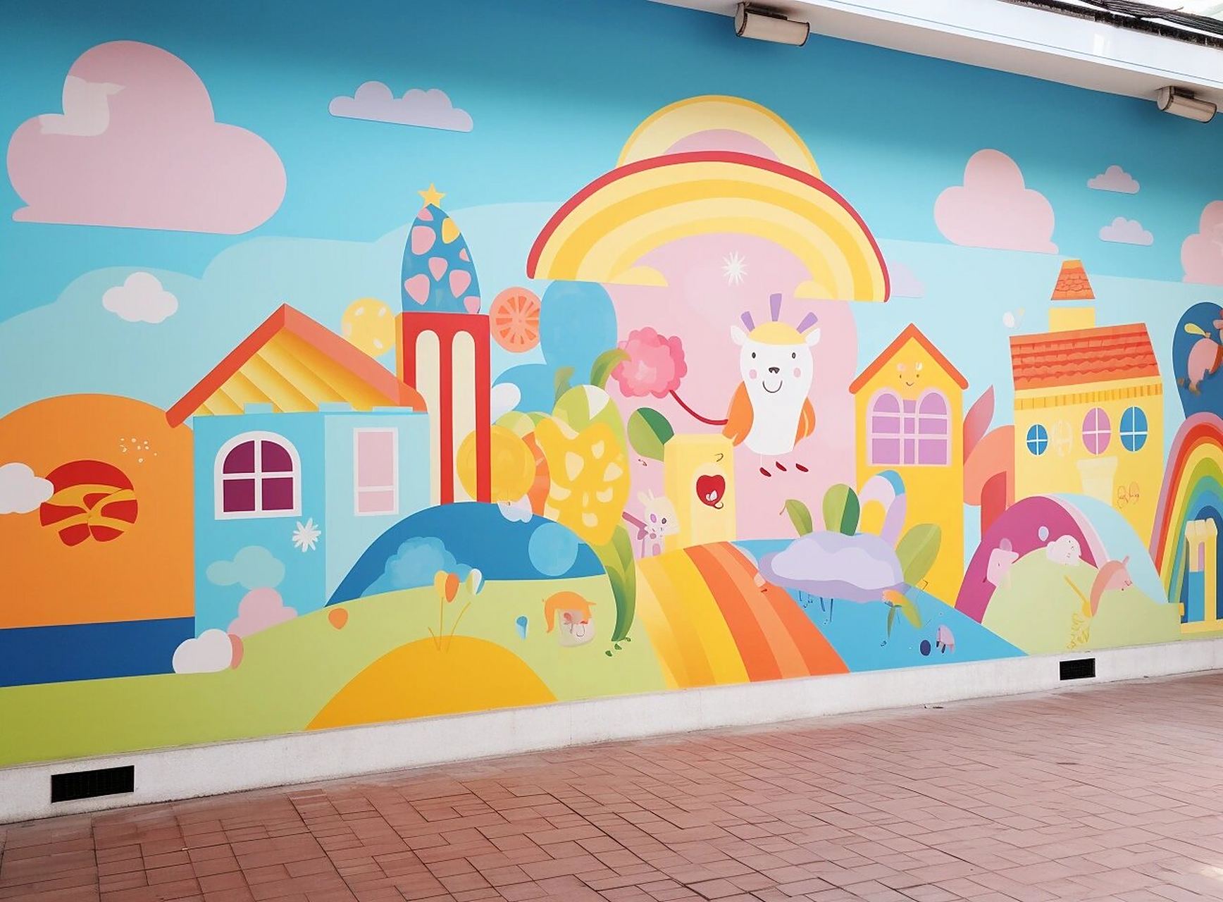 幼儿园是孩子们探索世界的起点,而用色彩清新,造型可爱的墙绘来装饰