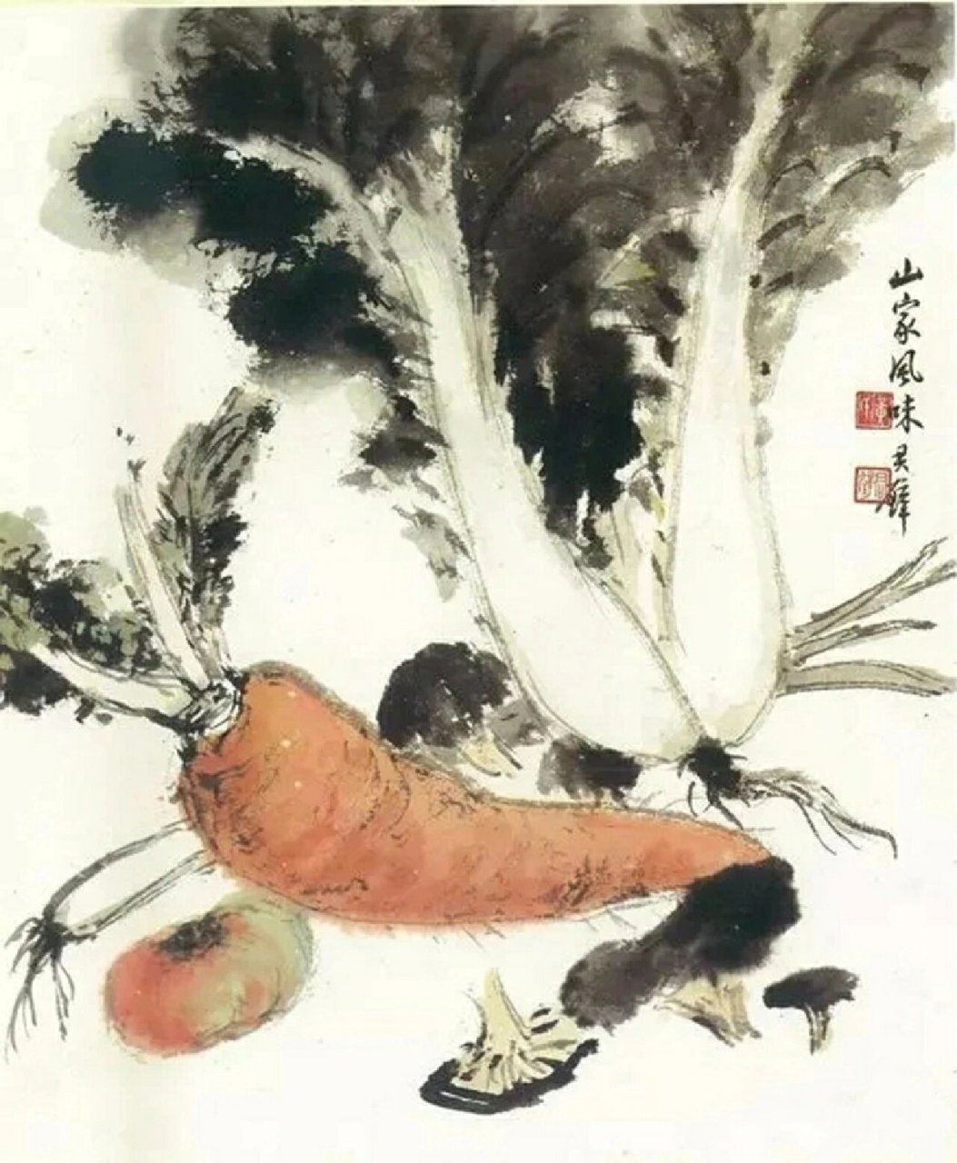 蔬菜,但是很多的国画大师都喜欢画白菜,有些作品竟然还会被拍出了天价