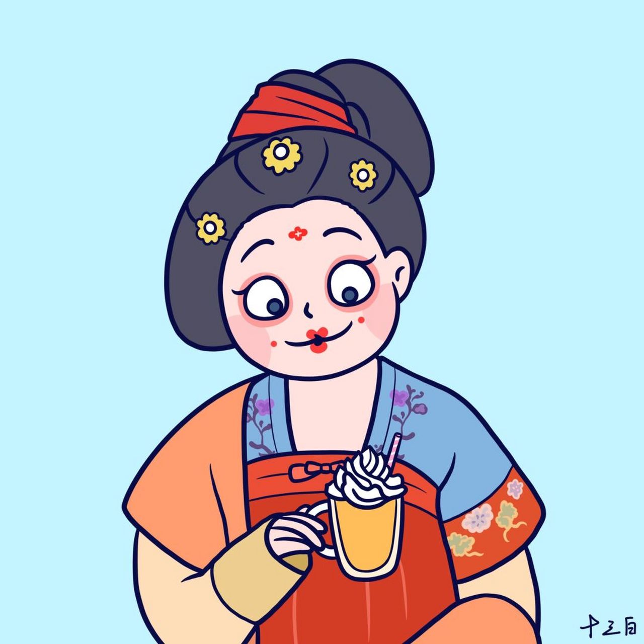 我是原创插画师# 可可爱爱的唐朝姑娘头像,抱走吧～ #手绘头像