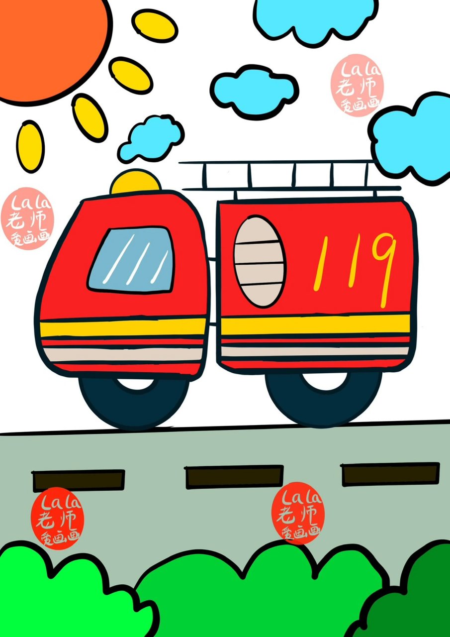 消防车儿童创意画