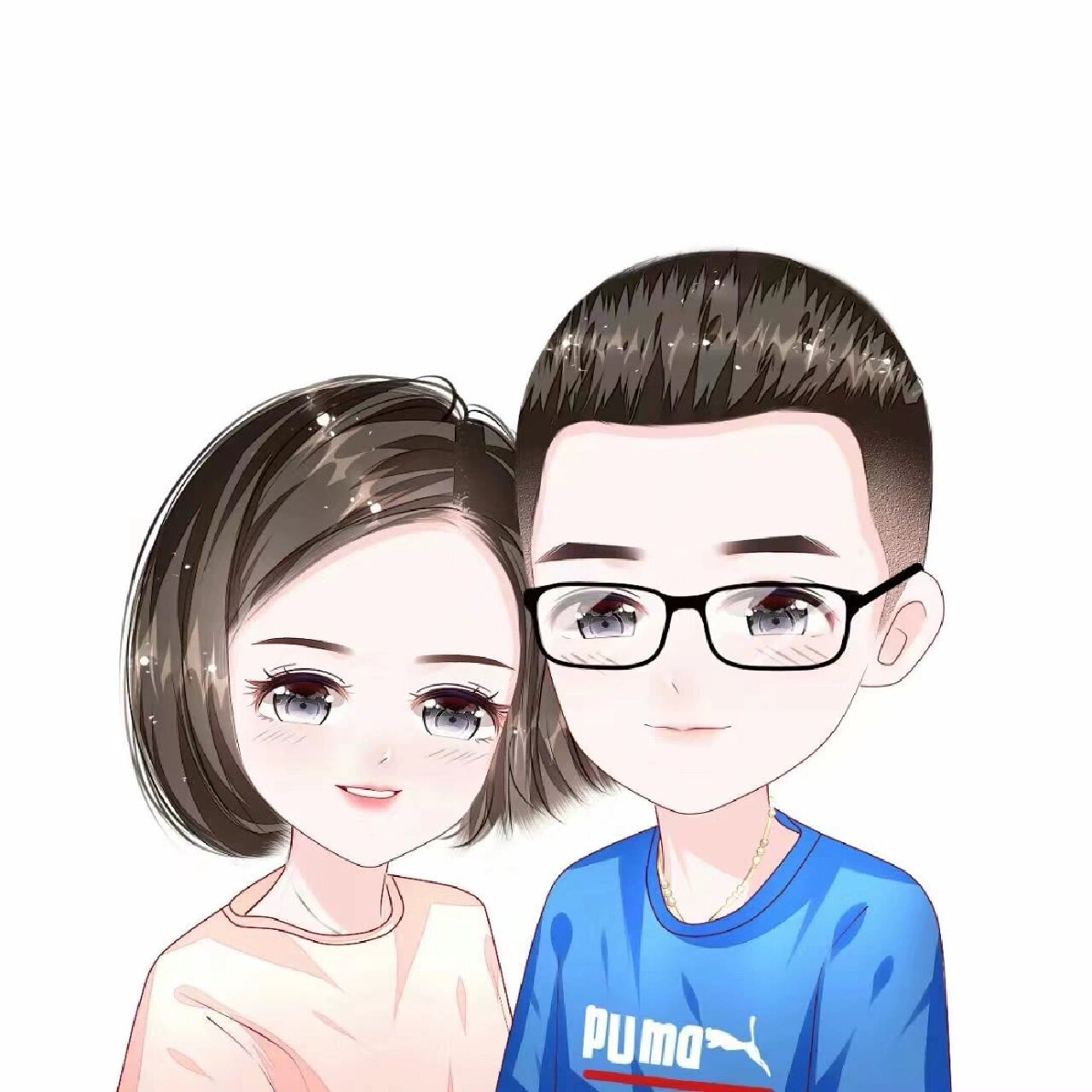 卡通版情侣|手绘结婚头像|幸福小两口|q 版