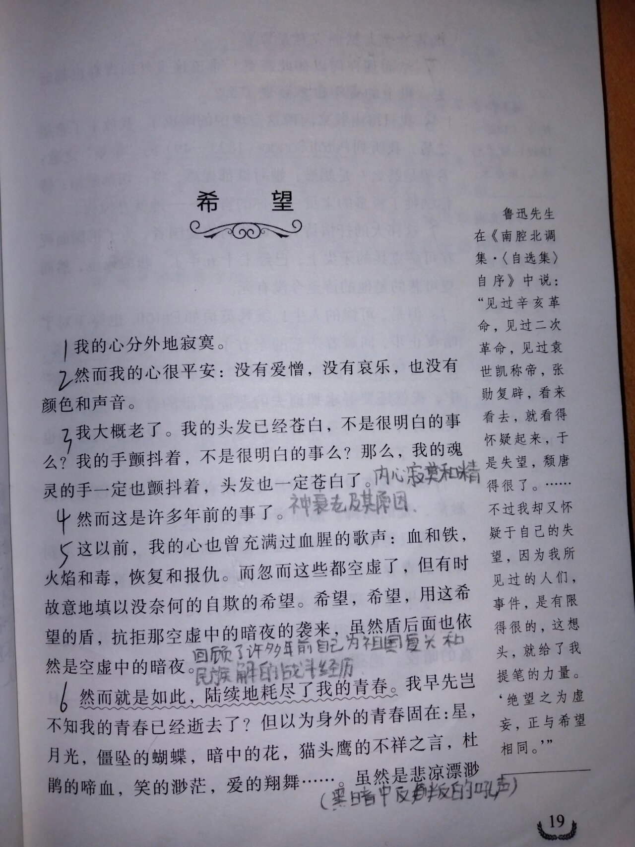 《野草》希望批注