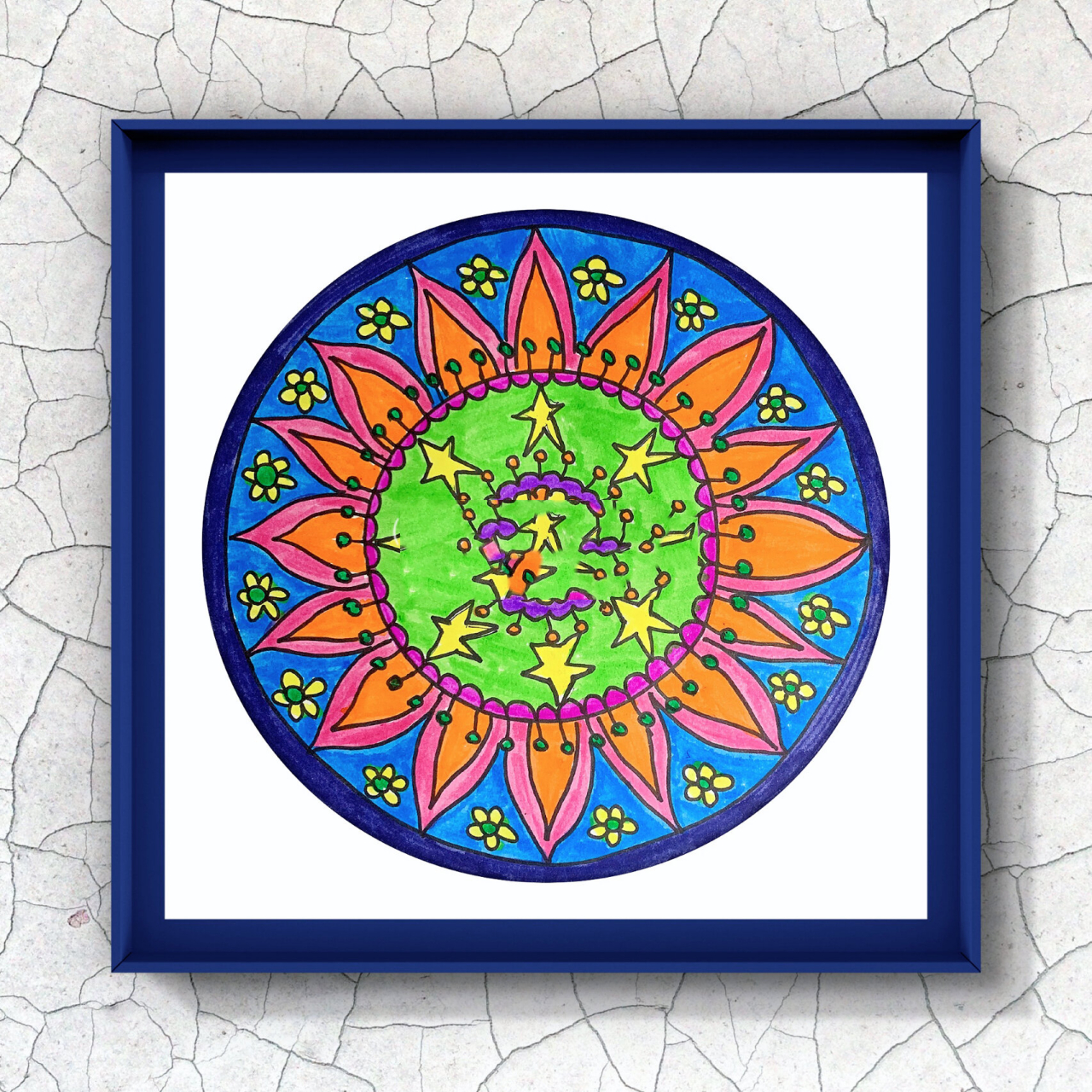 万花筒绘画#96团花设计#圆形对称花卉图案