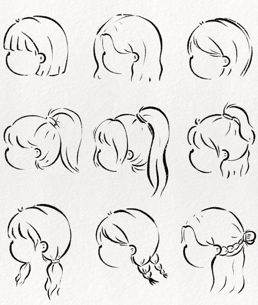 侧脸的头发怎么画女孩图片