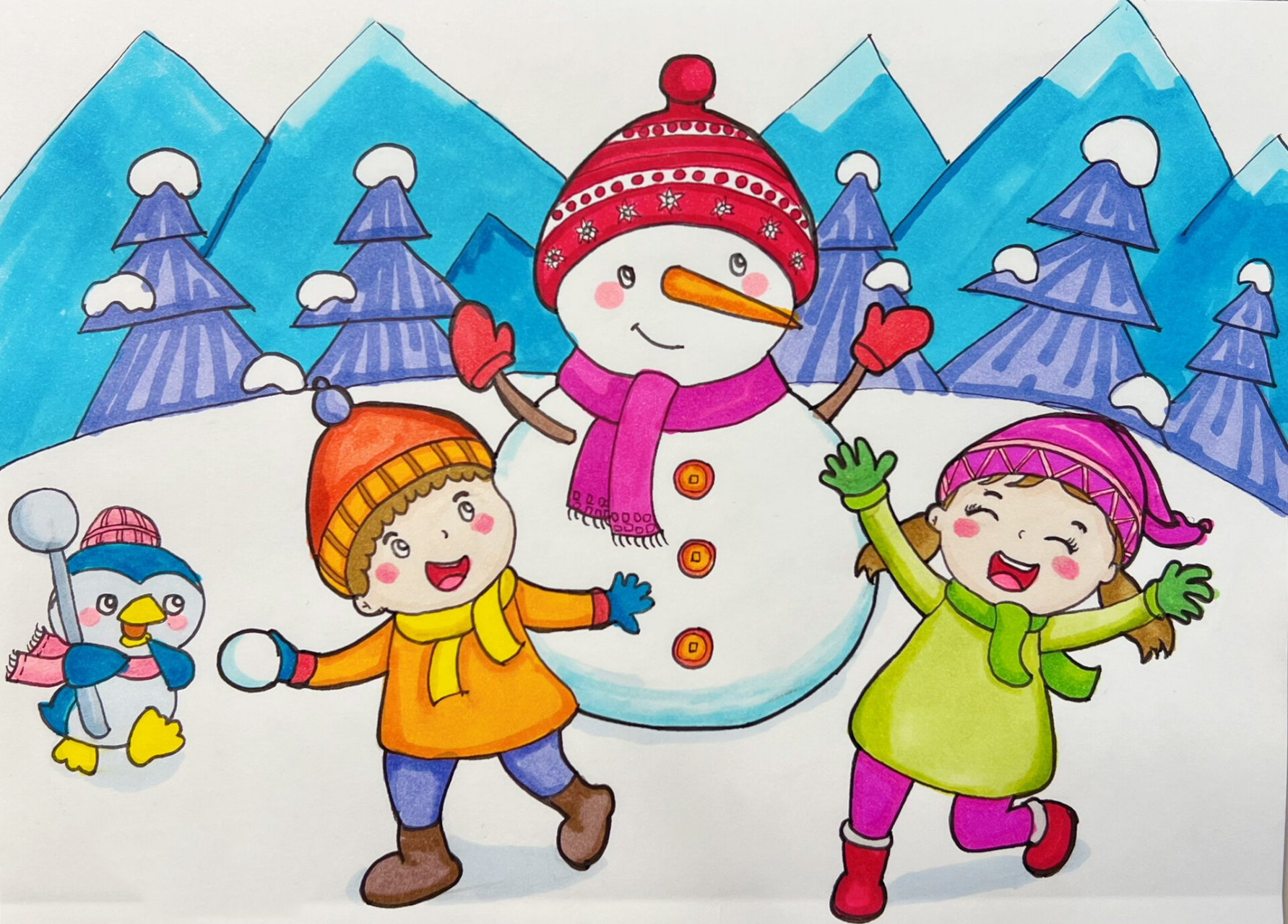 冬天画画图片儿童简单图片