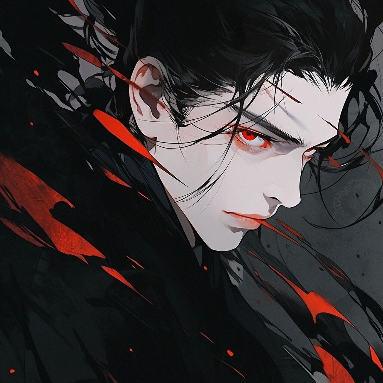 禁欲系高冷红黑色氛围感帅哥头像 还不是特别稳定,经常会出现多余元素