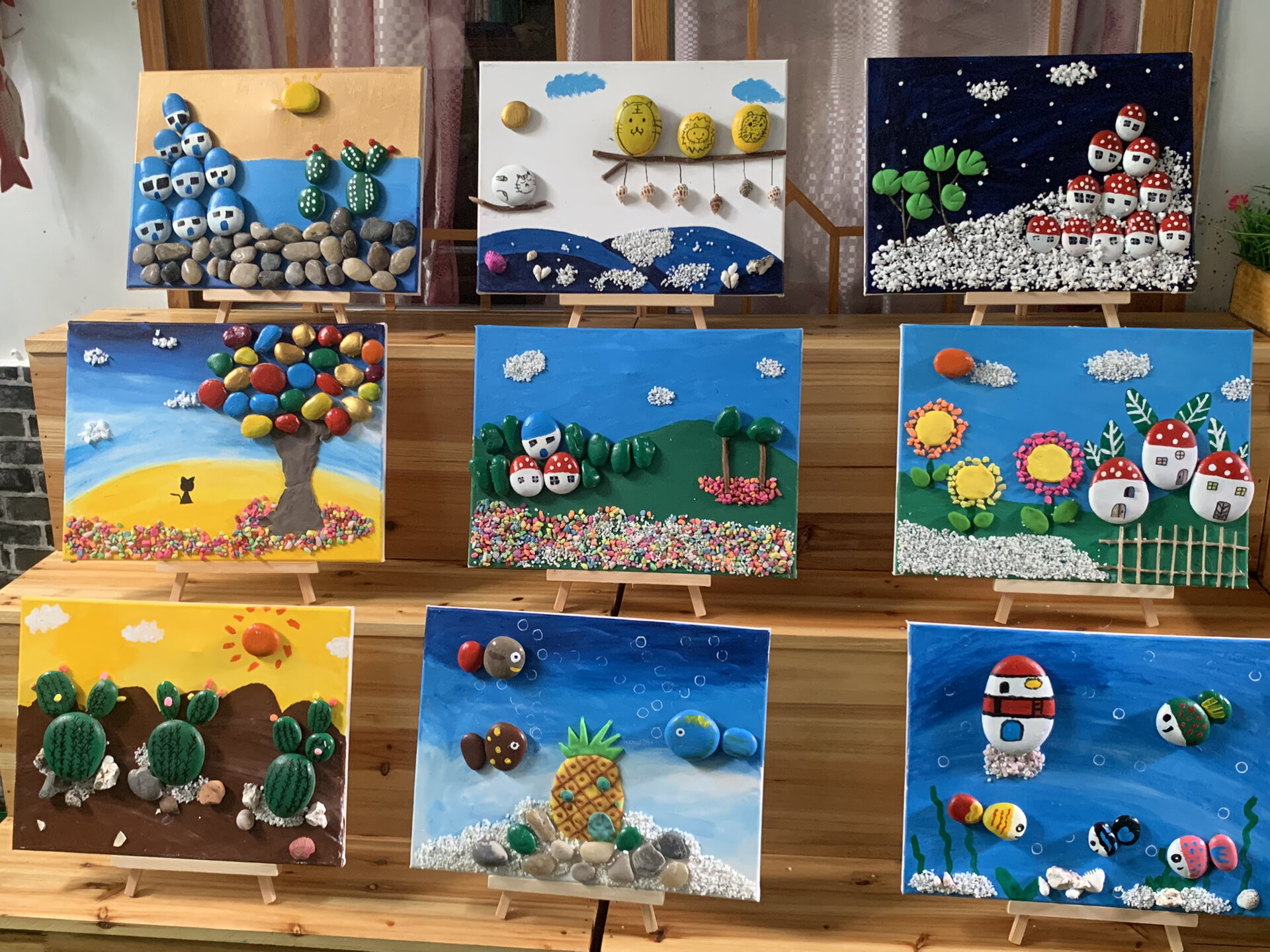 幼儿园创意美术石头画