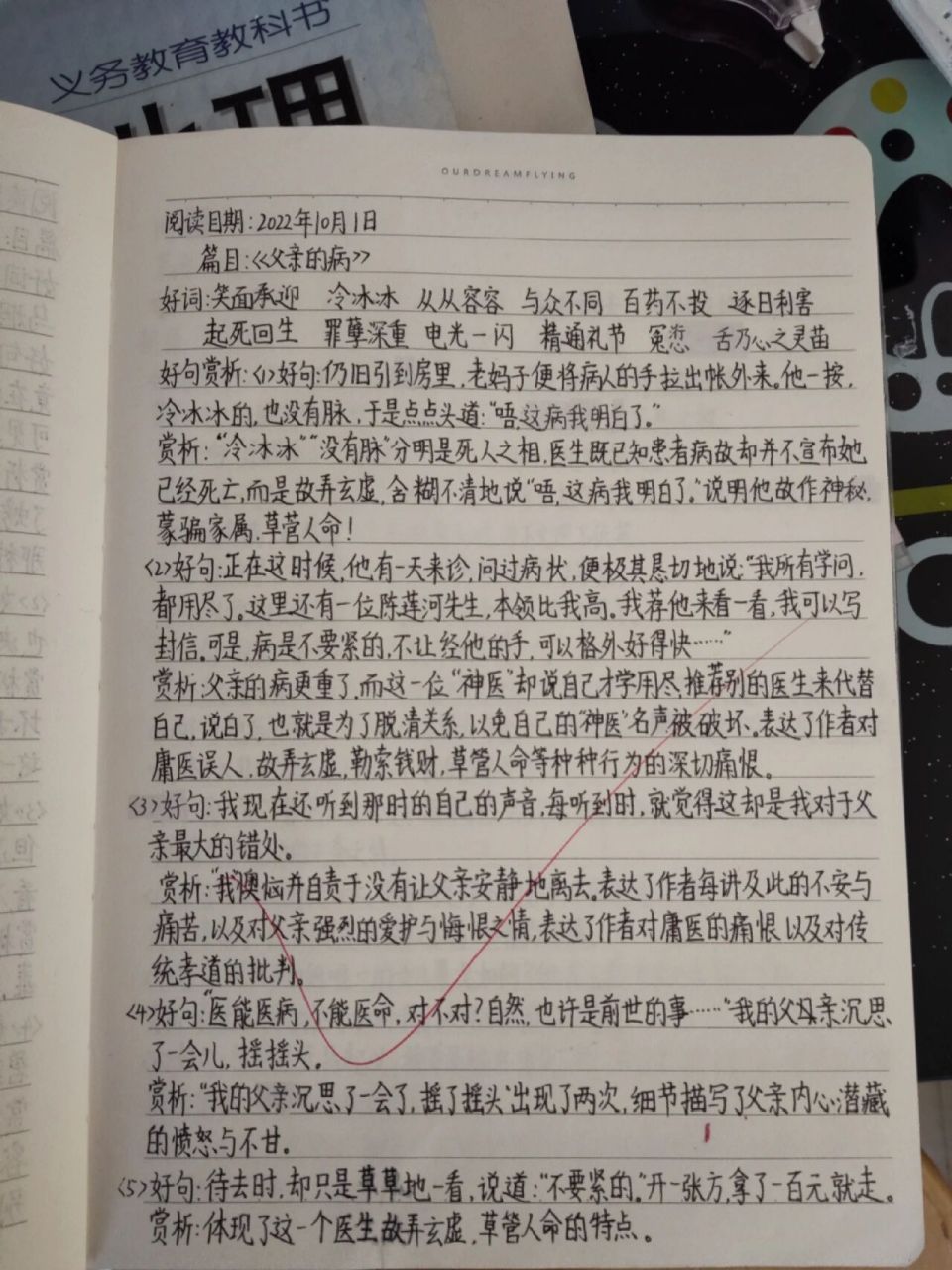 《父亲的病》好句赏析与好词(字丑勿喷)
