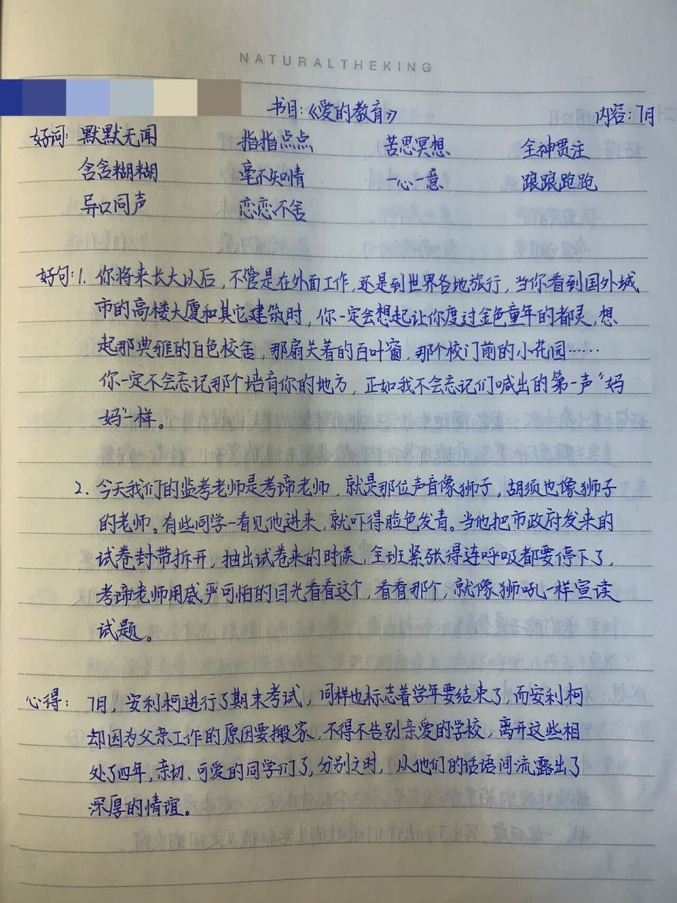 《爱的教育》读书笔记 7月