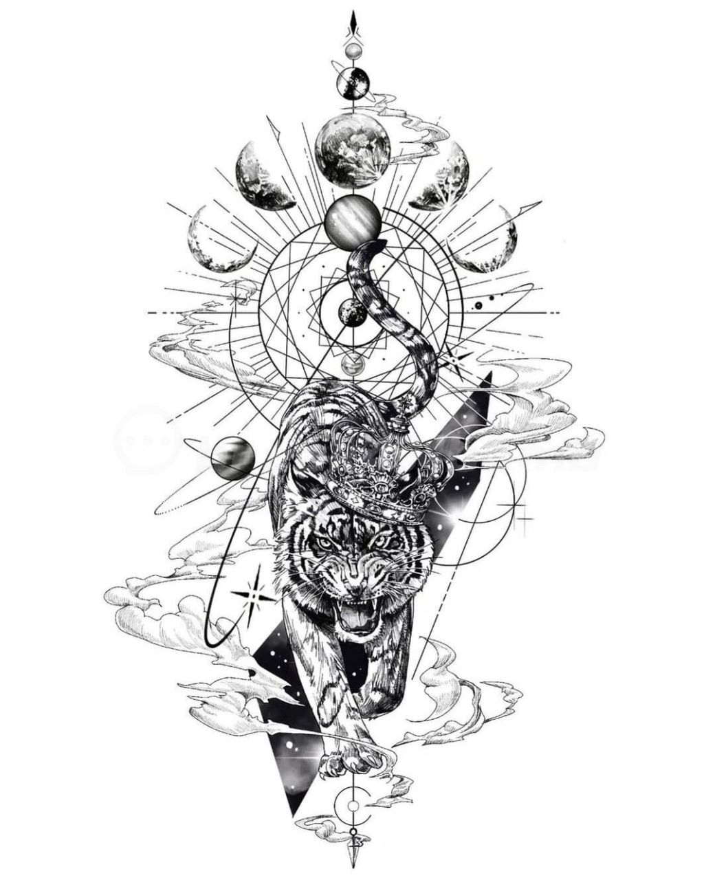 单针中大图纹身手稿|翅膀动物单针纹身 适合大面积的单针纹身,比较
