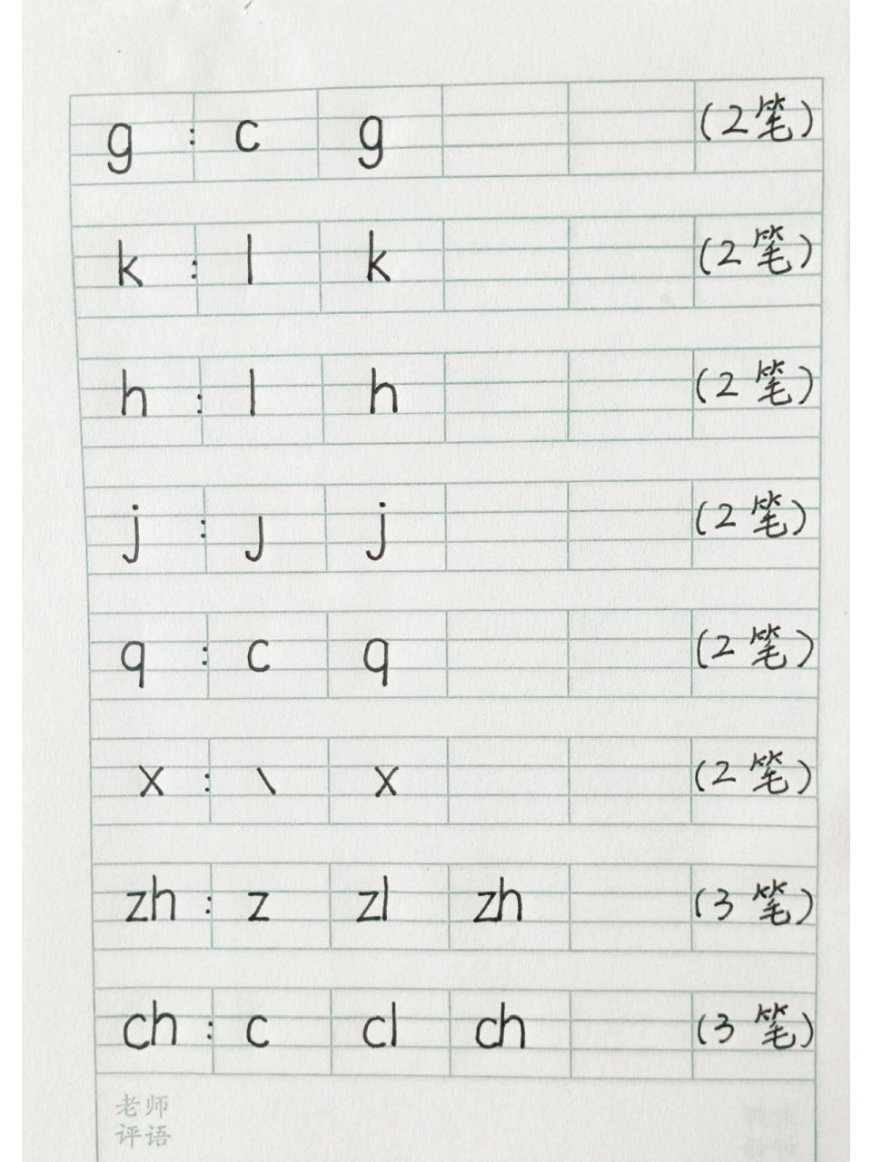 声母笔顺