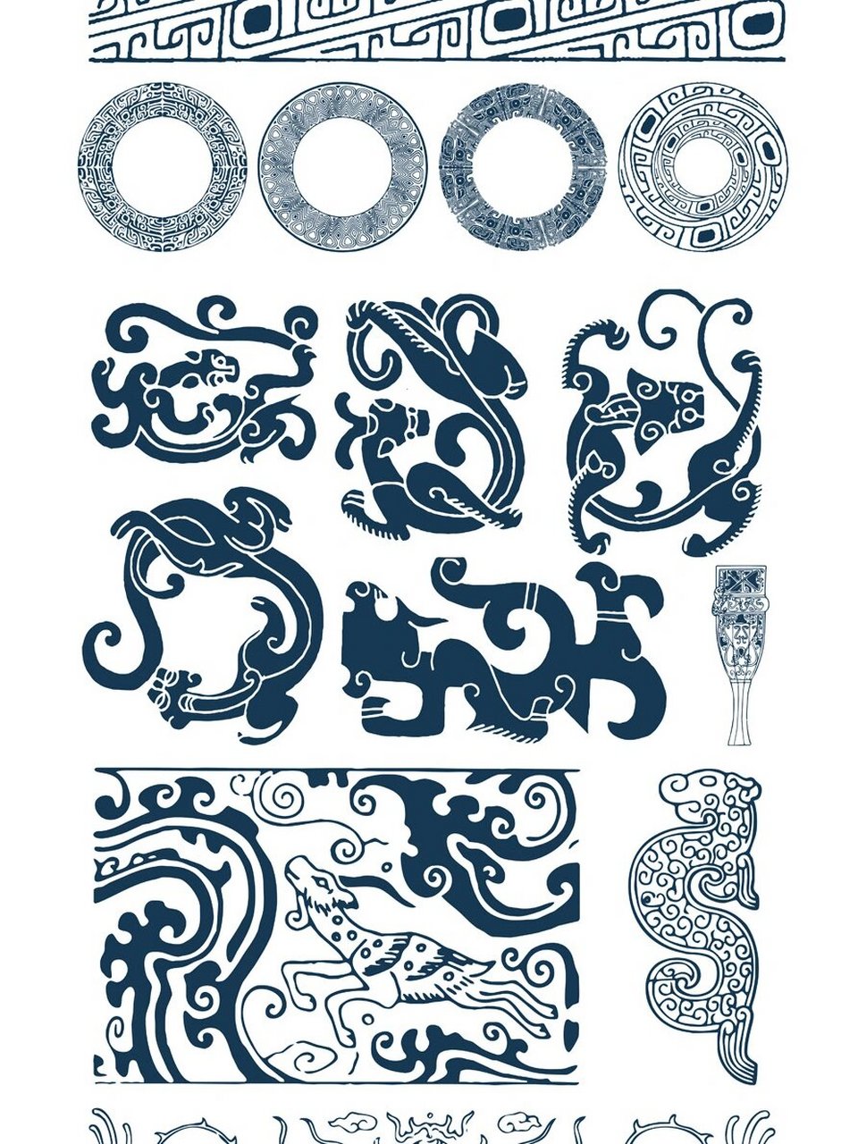 传统青铜器饕餮三星堆纹样线稿平面设计图案