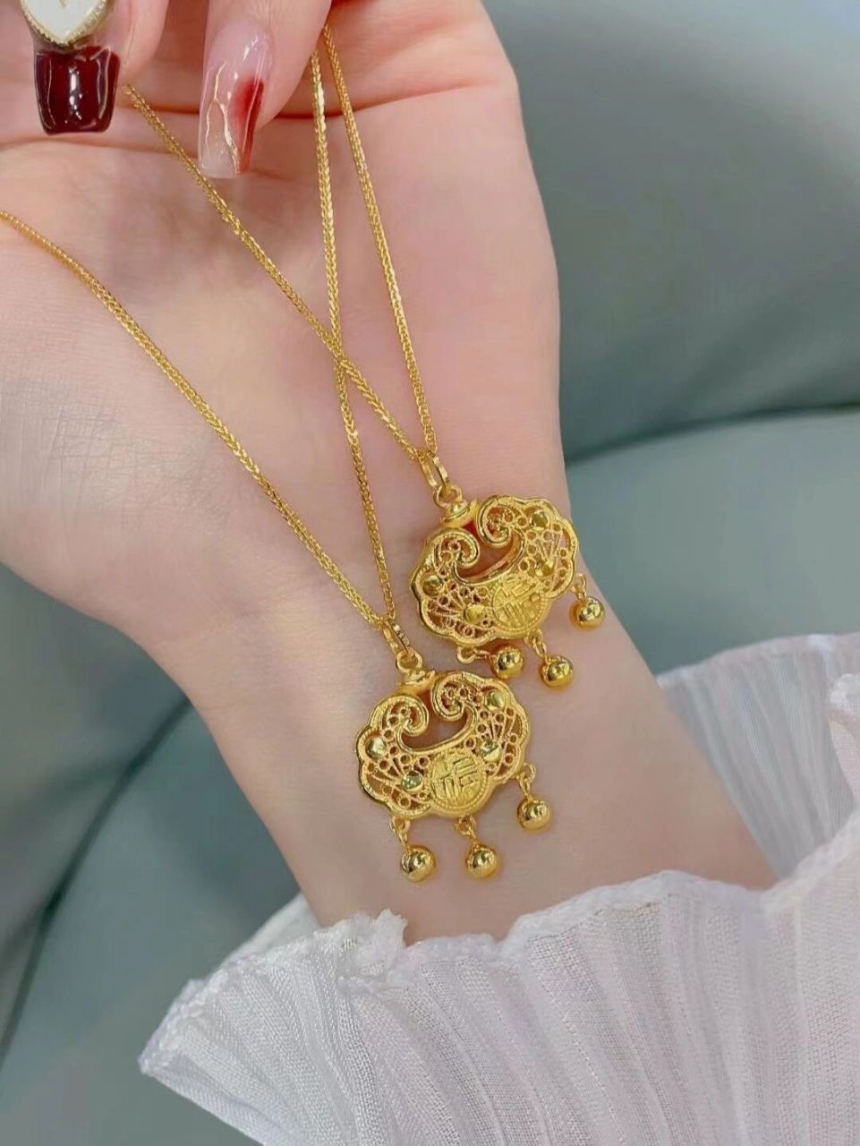 黄金长命锁,童心永存, 一切皆甜,金锁寓意长命百岁,锁住健康,锁住