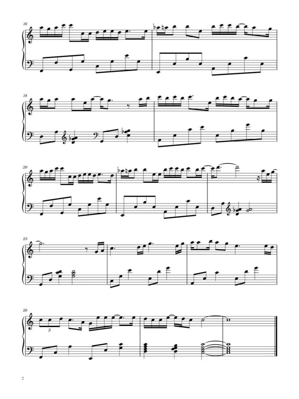 周深《花开忘忧》钢琴谱